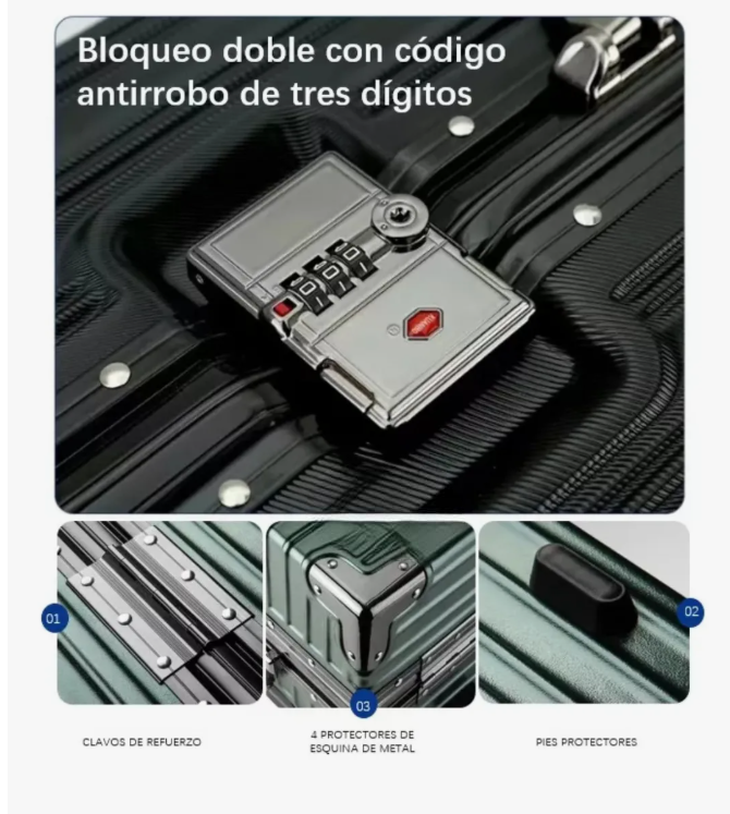 Foto 2 | Maletero Duro Con Marco De Aluminio, Con Cerradura De 360°y Tsa,maleta Rígida Resistente 20in Color Verde Oscuro De 4