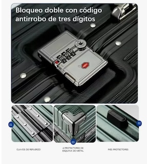 Foto 2 | Maletero Duro Con Marco De Aluminio, Con Cerradura De 360°y Tsa,maleta Rígida Resistente 20in Color Verde Oscuro De 4