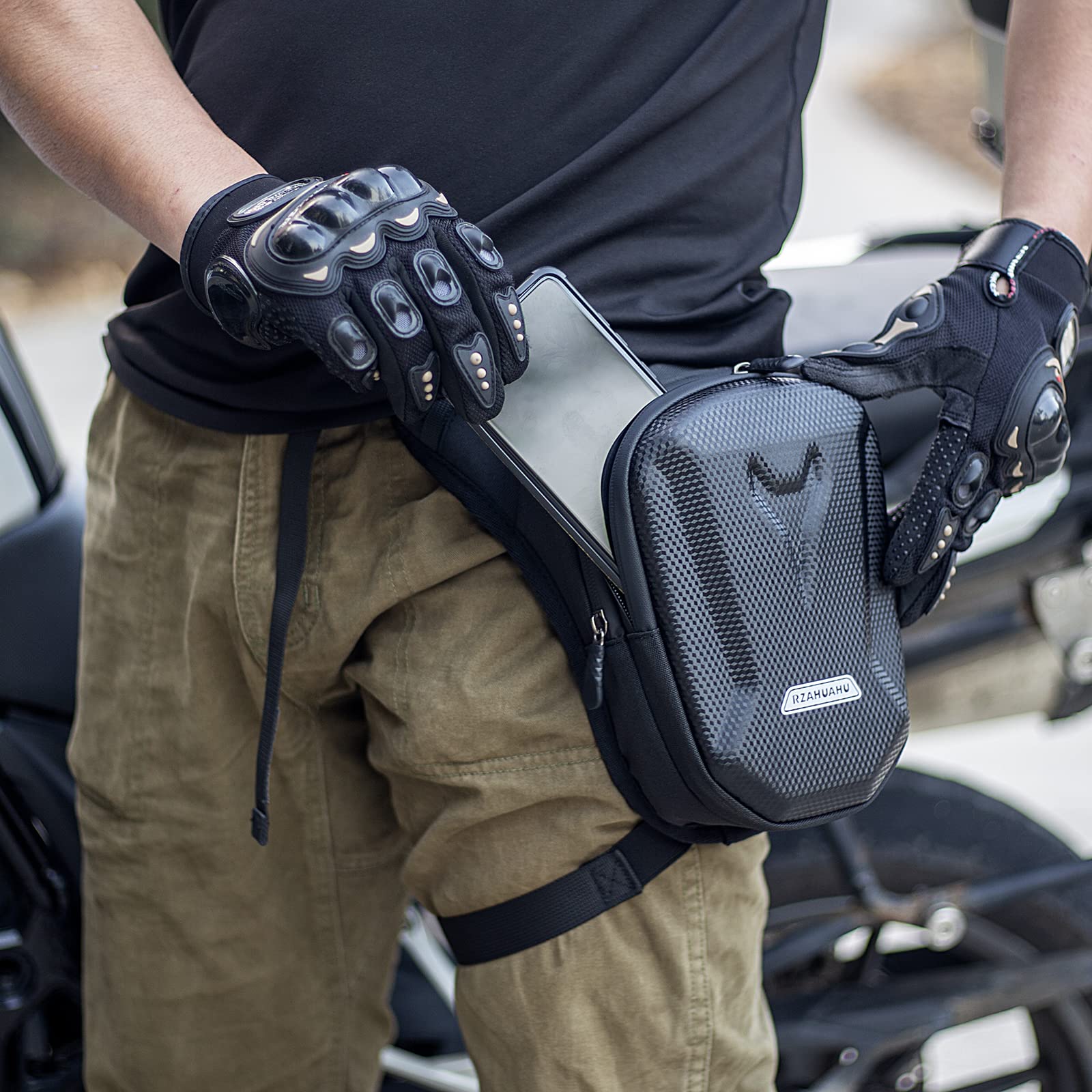 Foto 2 | Riñonera Para Moto Rzahuahu, Bolsa De Pierna Abatible Negra, Eva, 285 G - Venta Internacional.