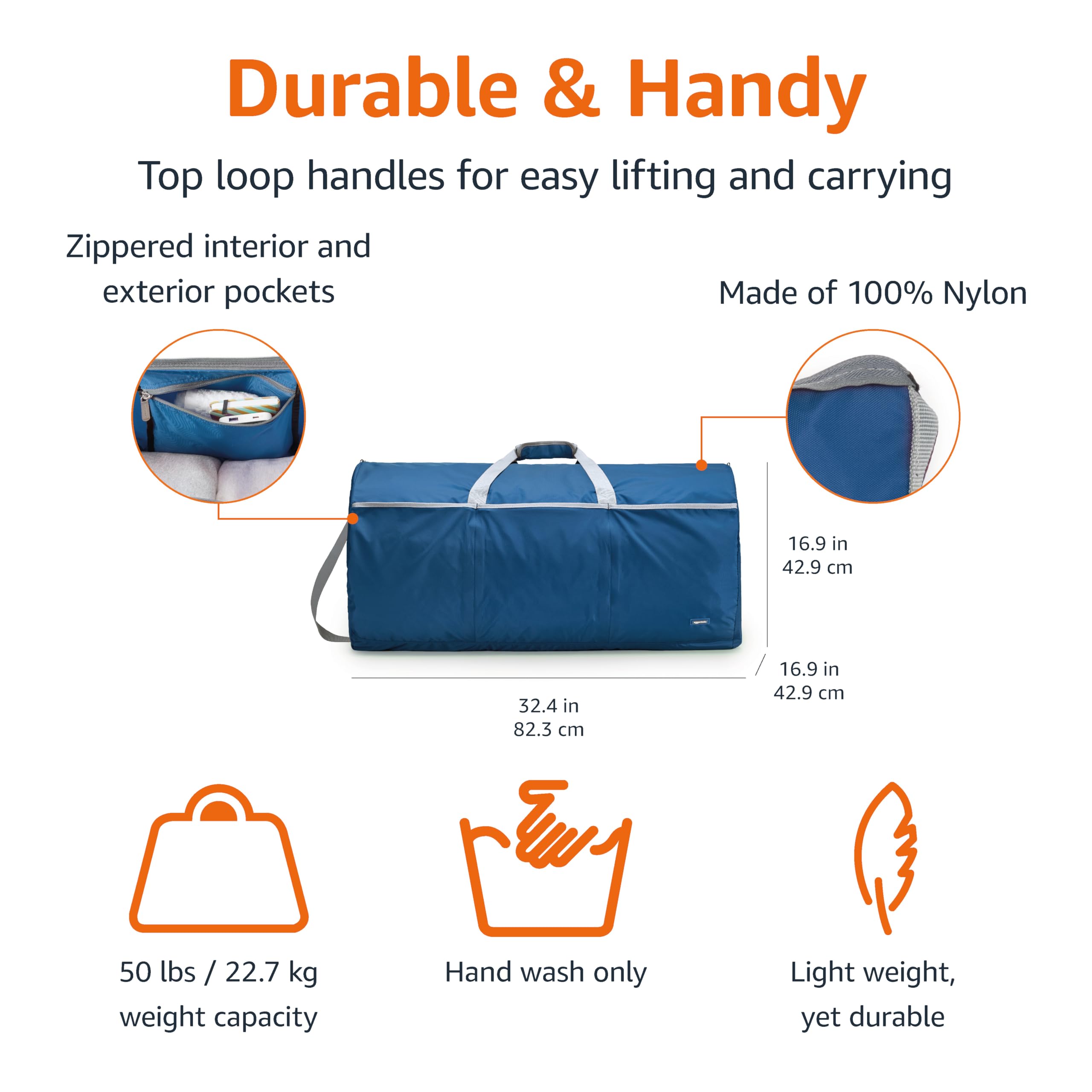 Foto 3 pulgar | Bolsa De Viaje Amazon Basics Para Equipaje De Viaje Grande, Azul Marino - Venta Internacional.
