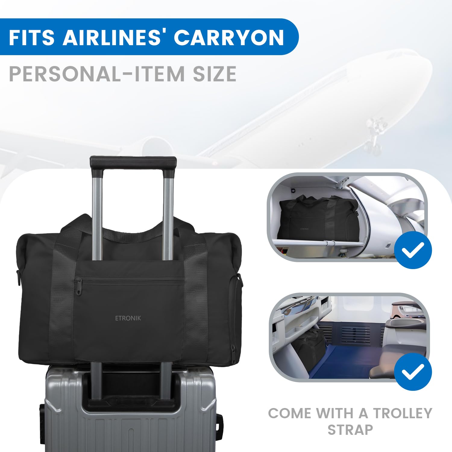 Foto 4 pulgar | Bolsa De Viaje Etronik Plegable Para Mujeres Y Hombres Con Compartimento Para Zapatos - Venta Internacional.