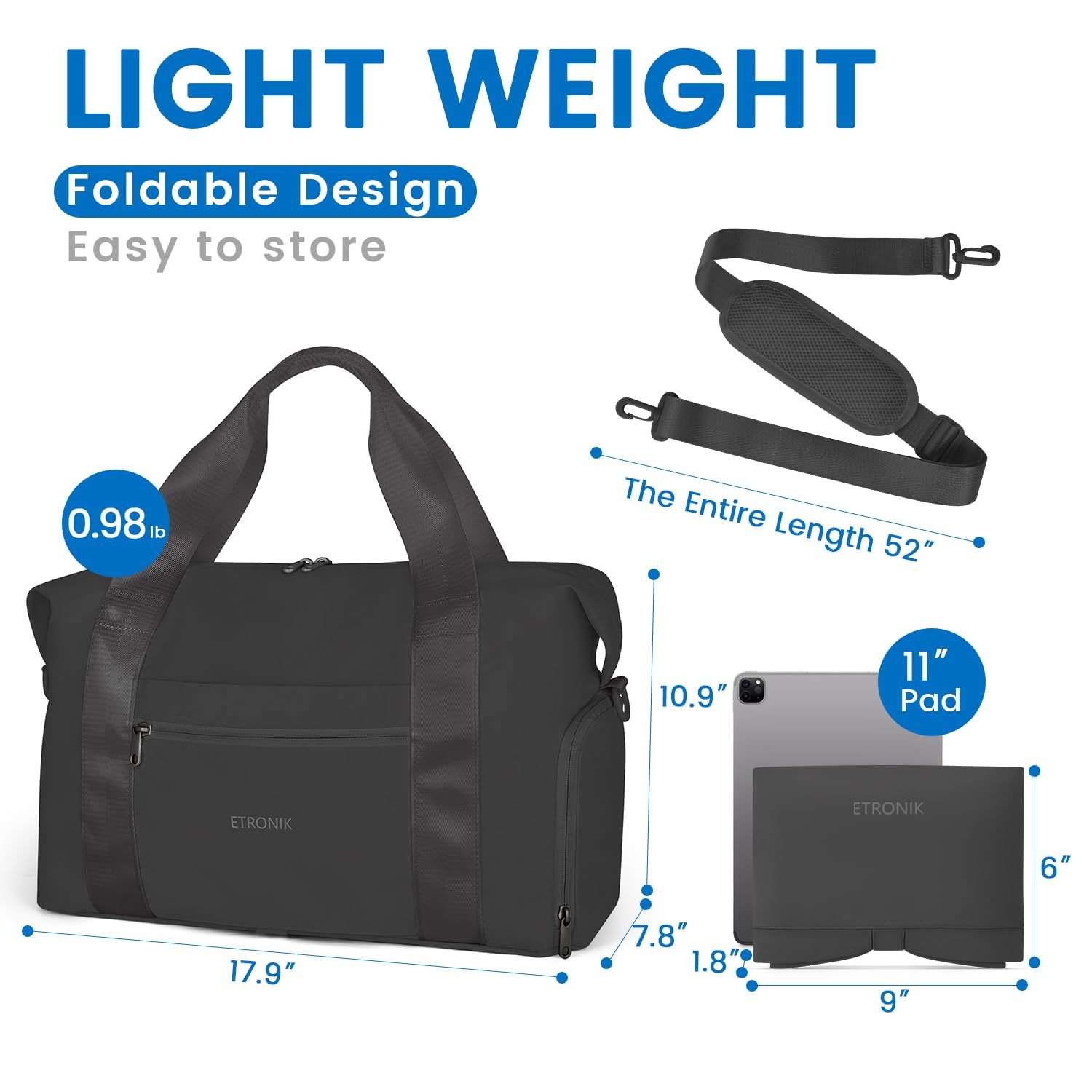 Foto 6 pulgar | Bolsa De Viaje Etronik Plegable Para Mujeres Y Hombres Con Compartimento Para Zapatos - Venta Internacional.