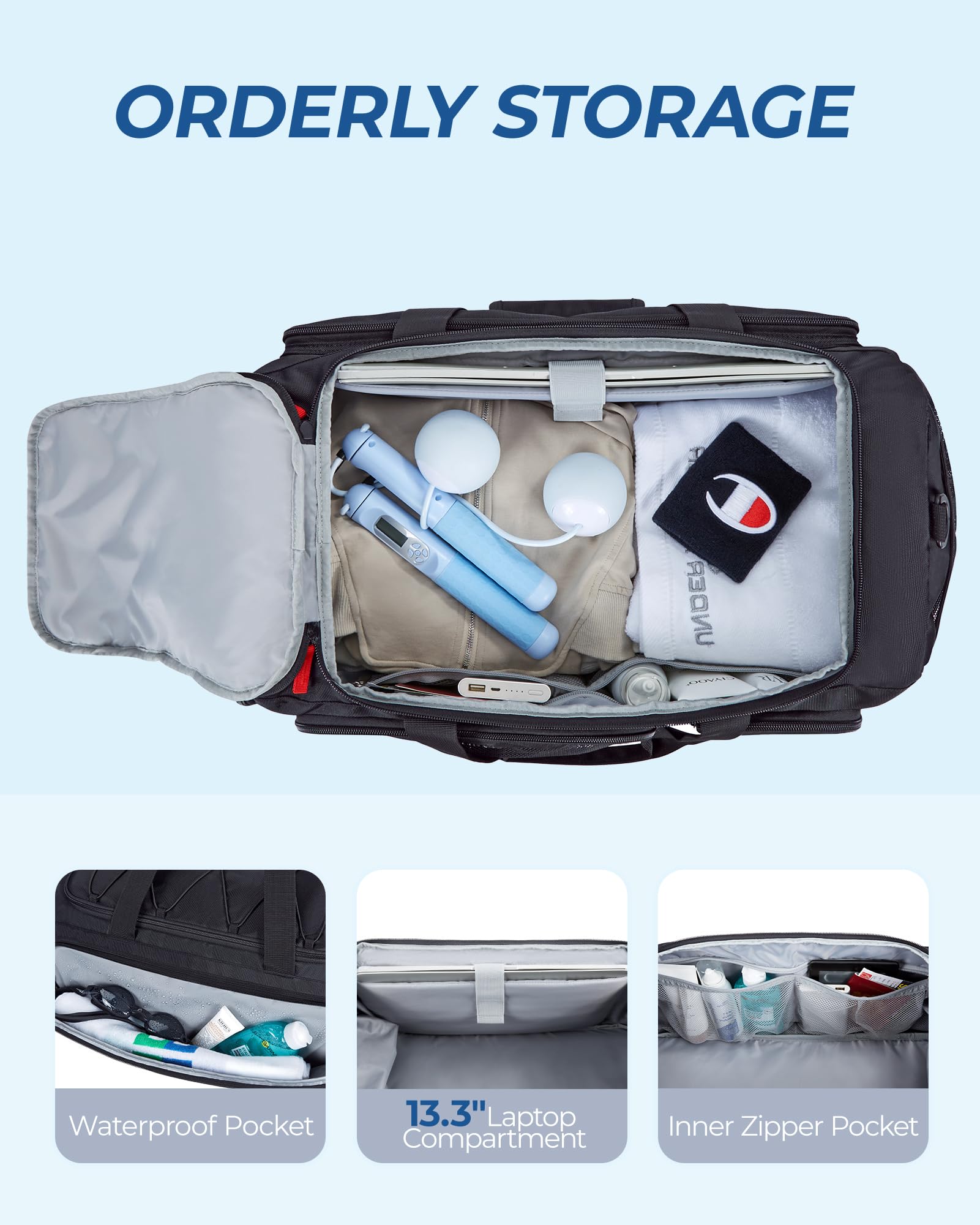 Foto 5 pulgar | Bolsa De Gimnasio Bagsmart De 35 Litros Para Viajes Deportivos Con Calzado Portátil, Negra - Venta Internacional.