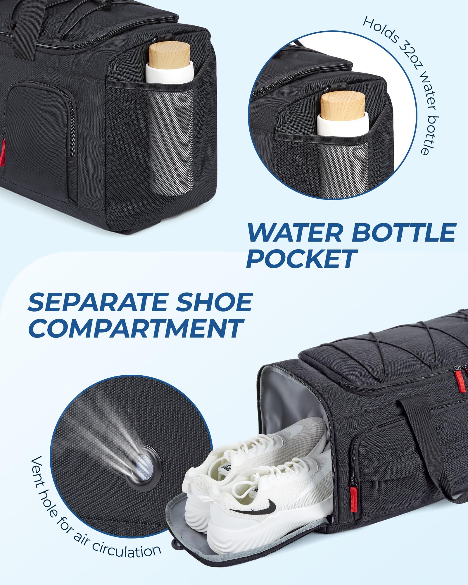 Foto 6 pulgar | Bolsa De Gimnasio Bagsmart De 35 Litros Para Viajes Deportivos Con Calzado Portátil, Negra - Venta Internacional.