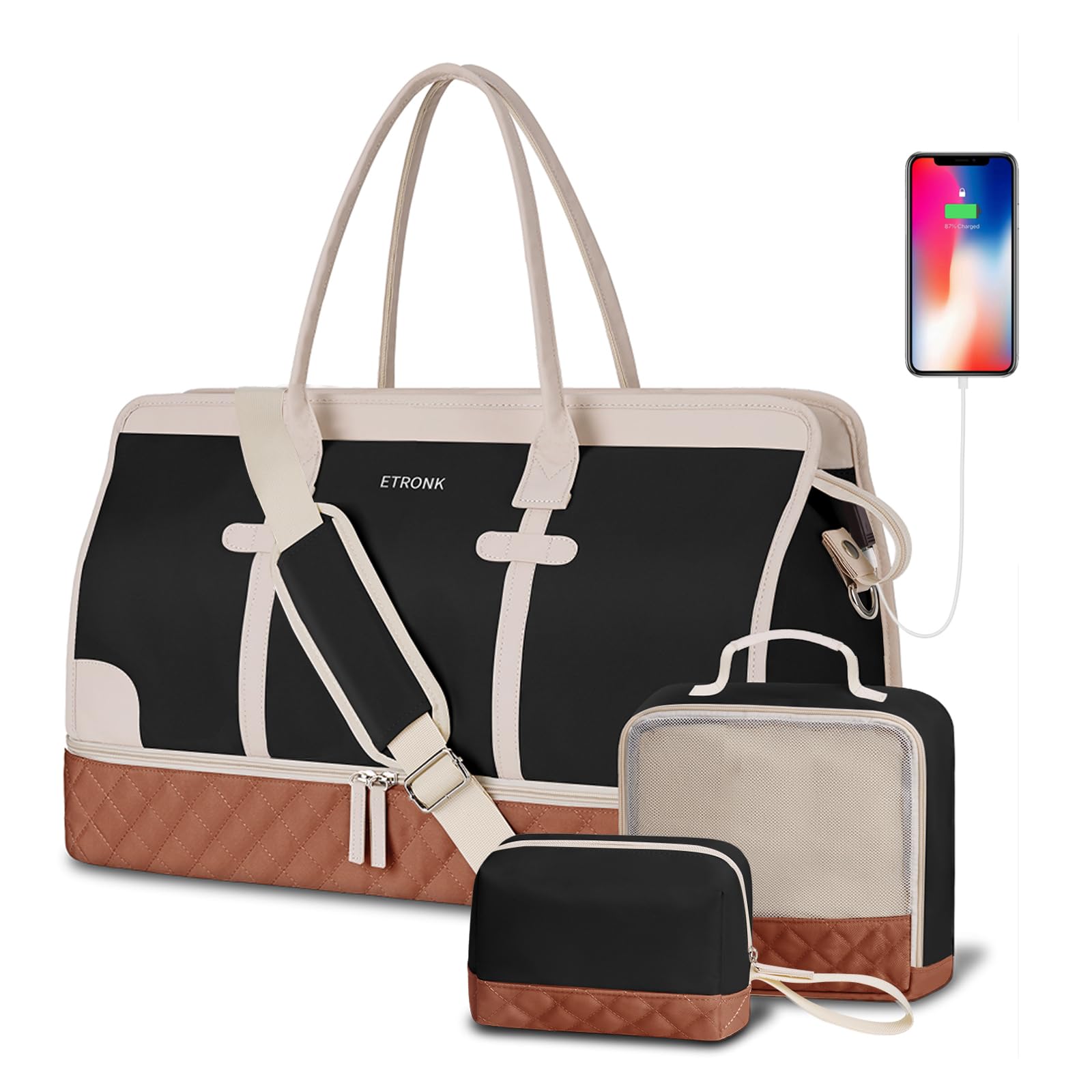 Foto 2 pulgar | Bolsa De Viaje Etronik Weekender Overnight Para Mujer Con Juego De 3 Piezas - Venta Internacional.