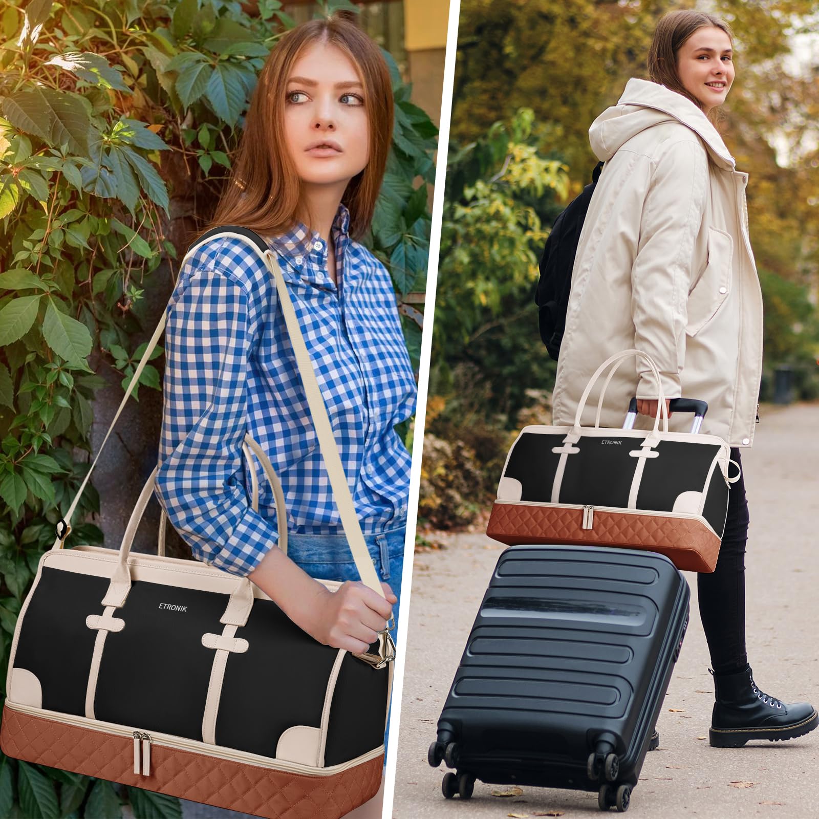 Foto 7 pulgar | Bolsa De Viaje Etronik Weekender Overnight Para Mujer Con Juego De 3 Piezas - Venta Internacional.