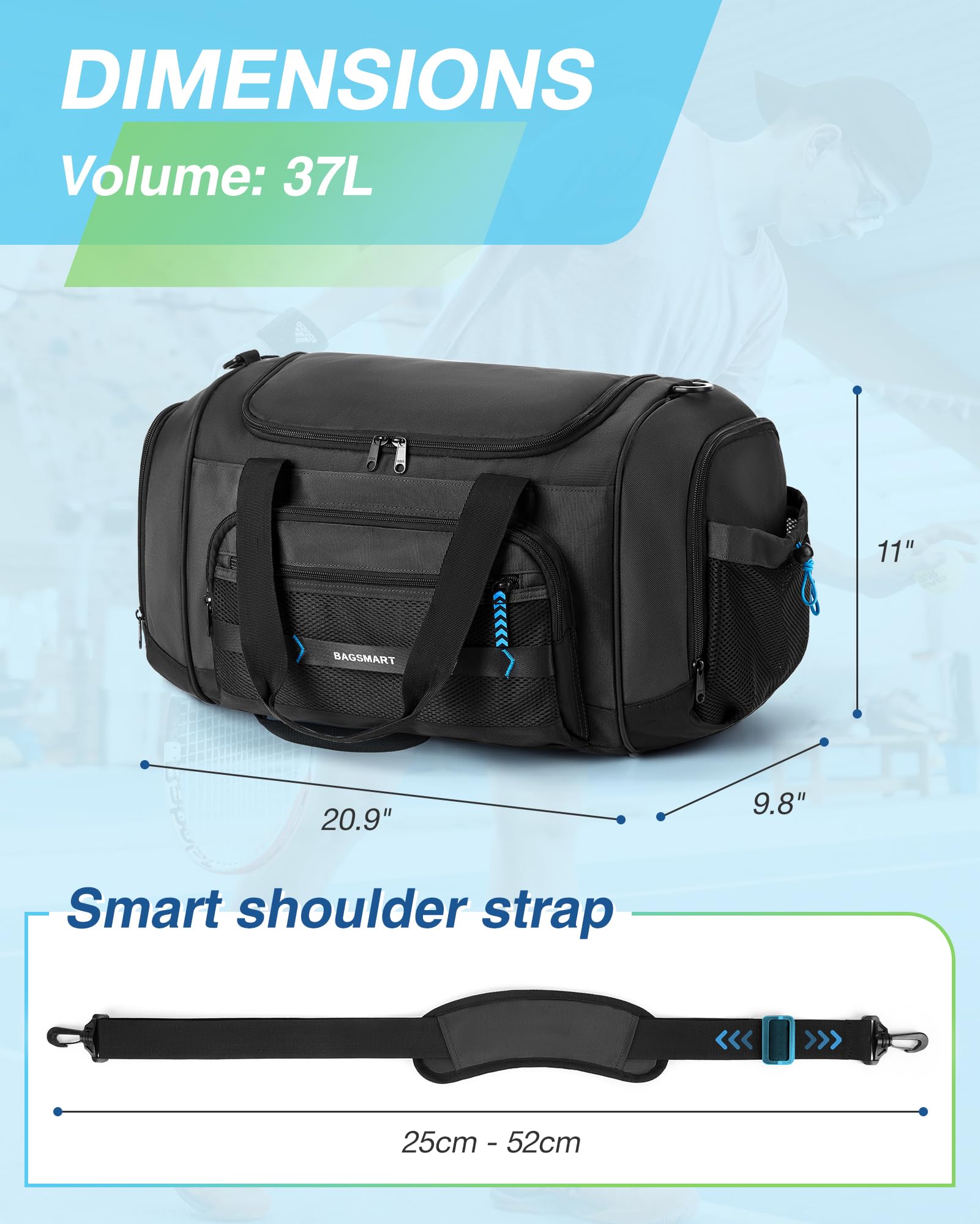 Foto 7 pulgar | Bolsa De Gimnasio Bagsmart Para Hombre Y Mujer, Bolsa De Viaje Deportiva - Venta Internacional.