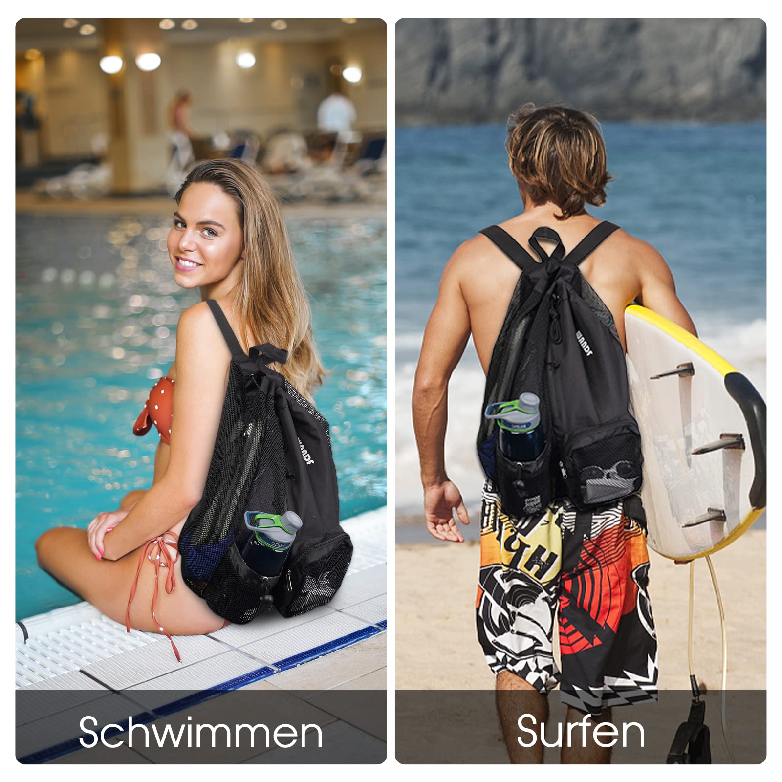 Foto 3 pulgar | Bolsa De Natación Wandf, Mochila De Malla Con Cordón, Impermeable, Negra - Venta Internacional.