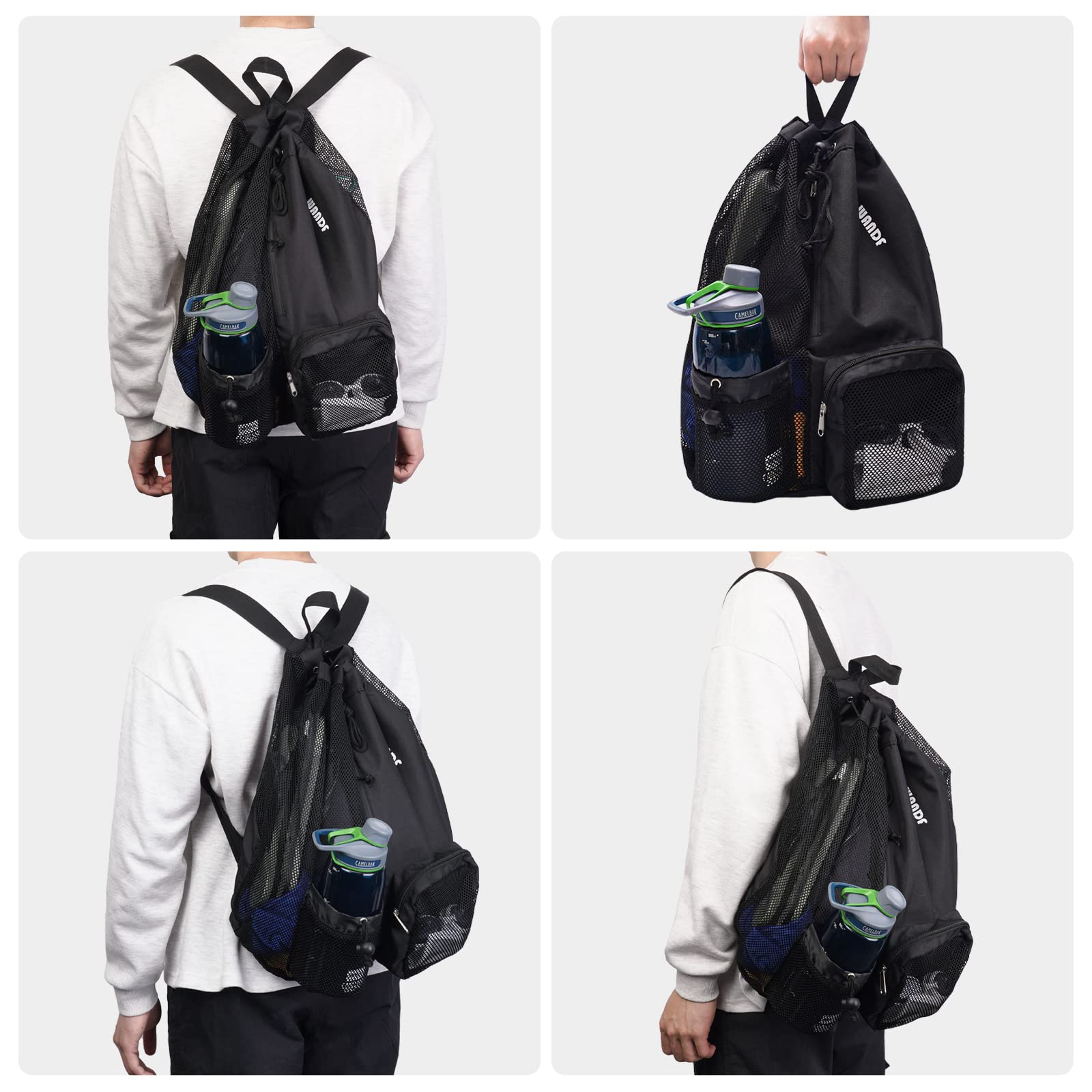 Foto 8 pulgar | Bolsa De Natación Wandf, Mochila De Malla Con Cordón, Impermeable, Negra - Venta Internacional.