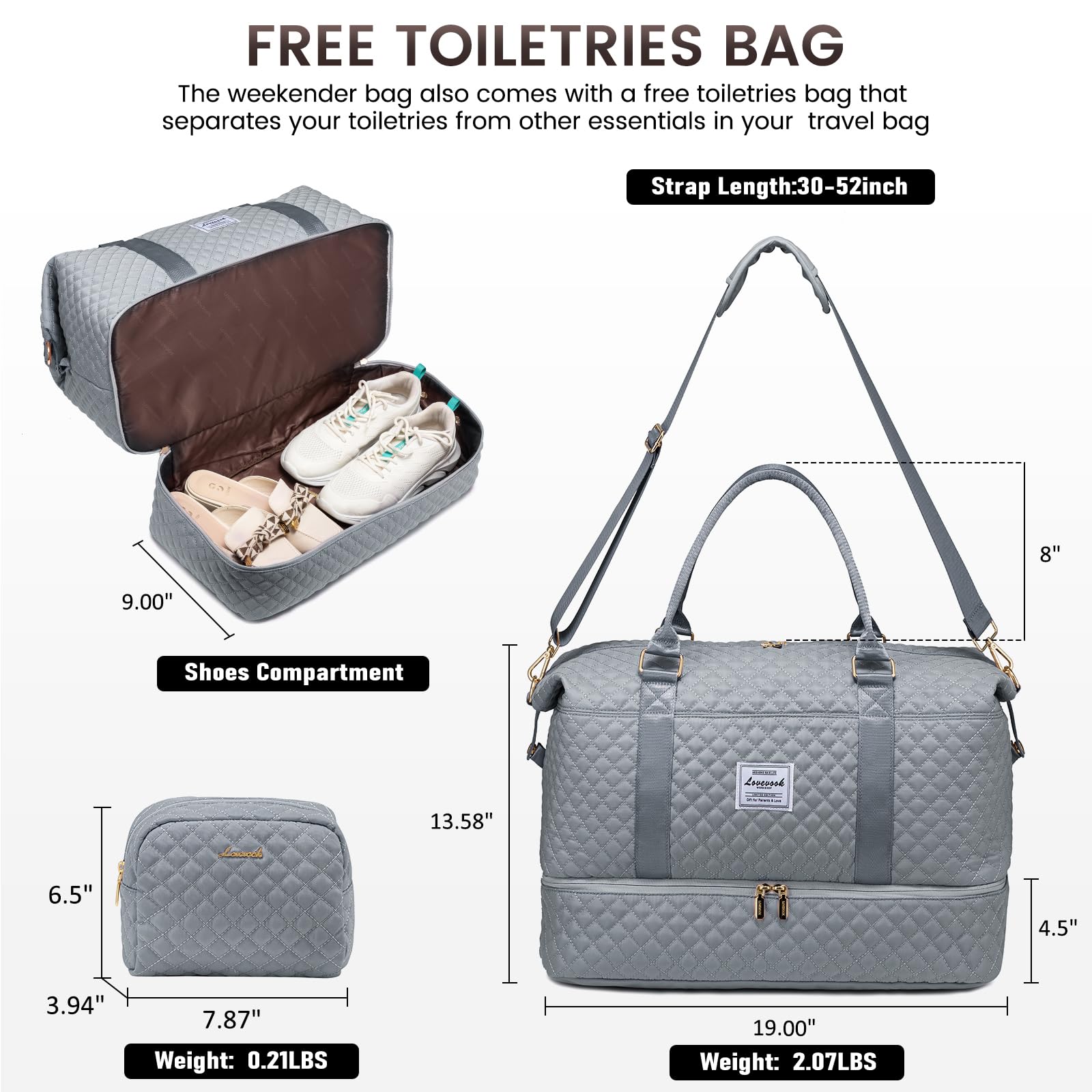Foto 3 pulgar | Bolsa De Viaje Lovevook Para Mujer Con Compartimento Para Zapatos - Venta Internacional.