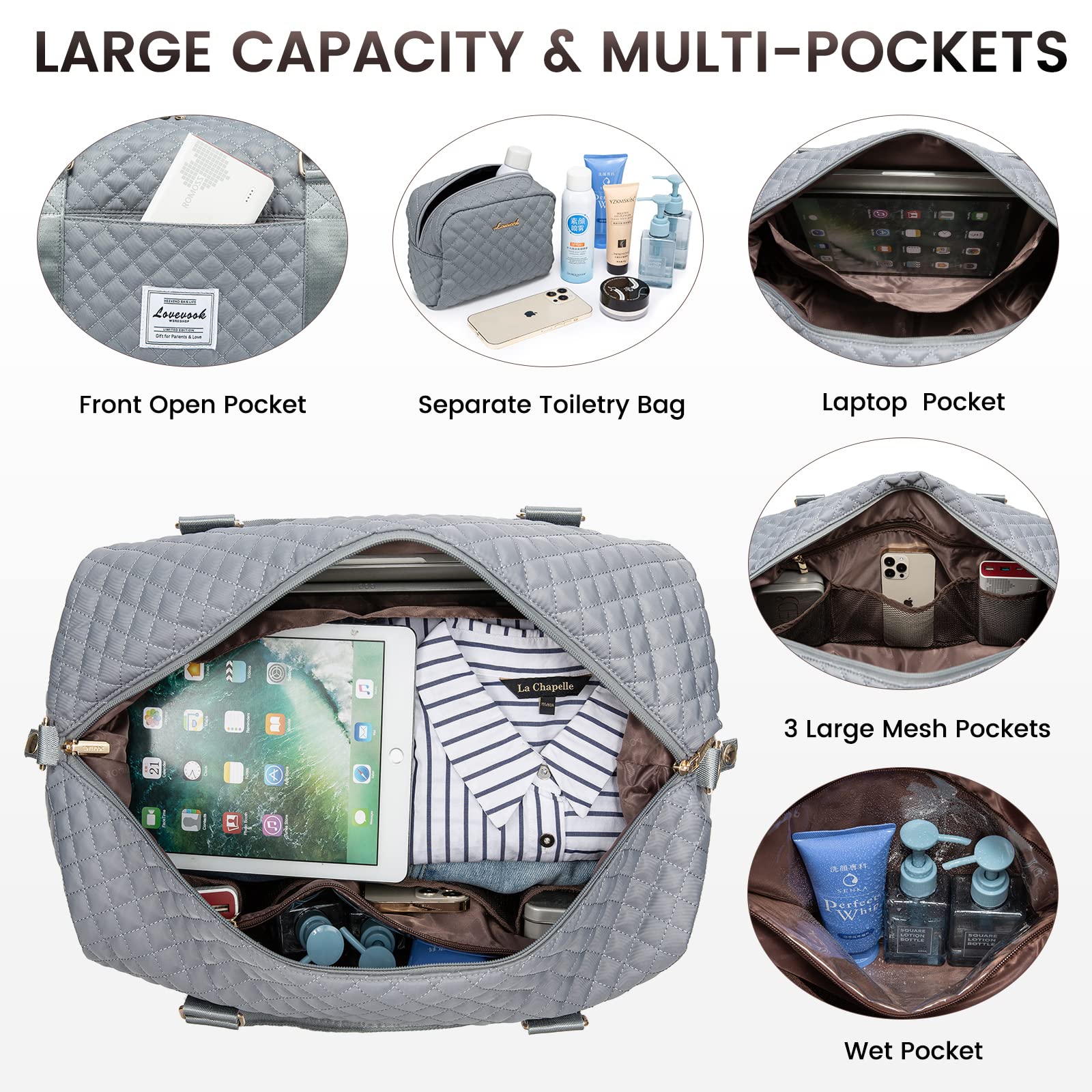 Foto 4 pulgar | Bolsa De Viaje Lovevook Para Mujer Con Compartimento Para Zapatos - Venta Internacional.