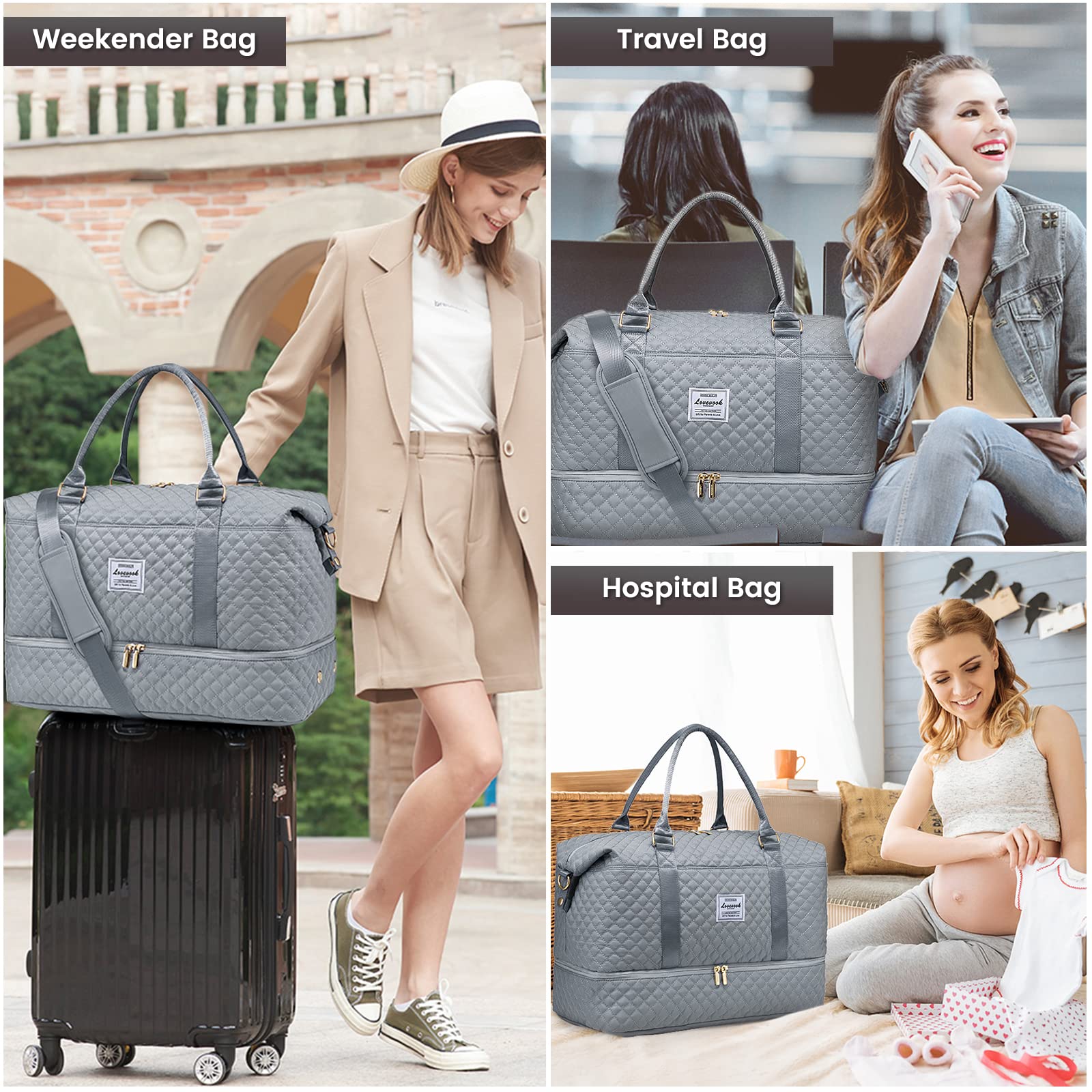 Foto 7 pulgar | Bolsa De Viaje Lovevook Para Mujer Con Compartimento Para Zapatos - Venta Internacional.