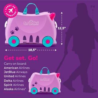 Foto 2 | Maleta Infantil Trunki Ride-on Cassie Cat Lilac De 18 Litros Con Ruedas - Venta Internacional.
