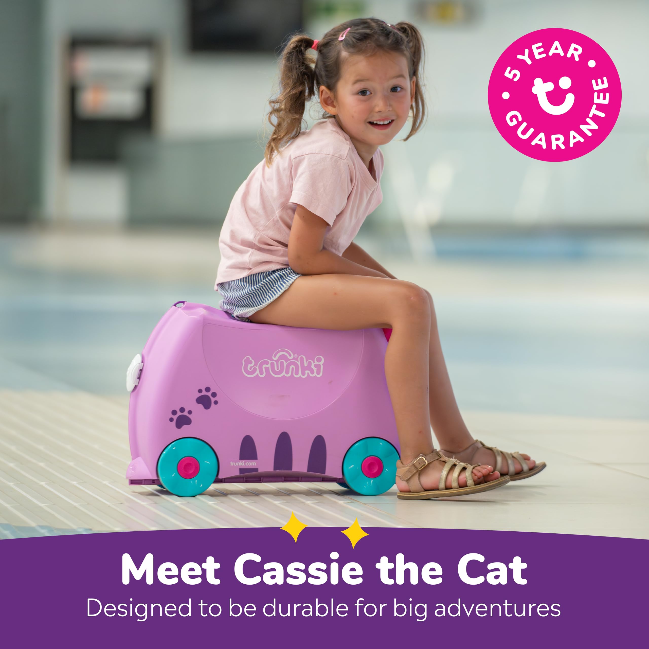Foto 6 pulgar | Maleta Infantil Trunki Ride-on Cassie Cat Lilac De 18 Litros Con Ruedas - Venta Internacional.