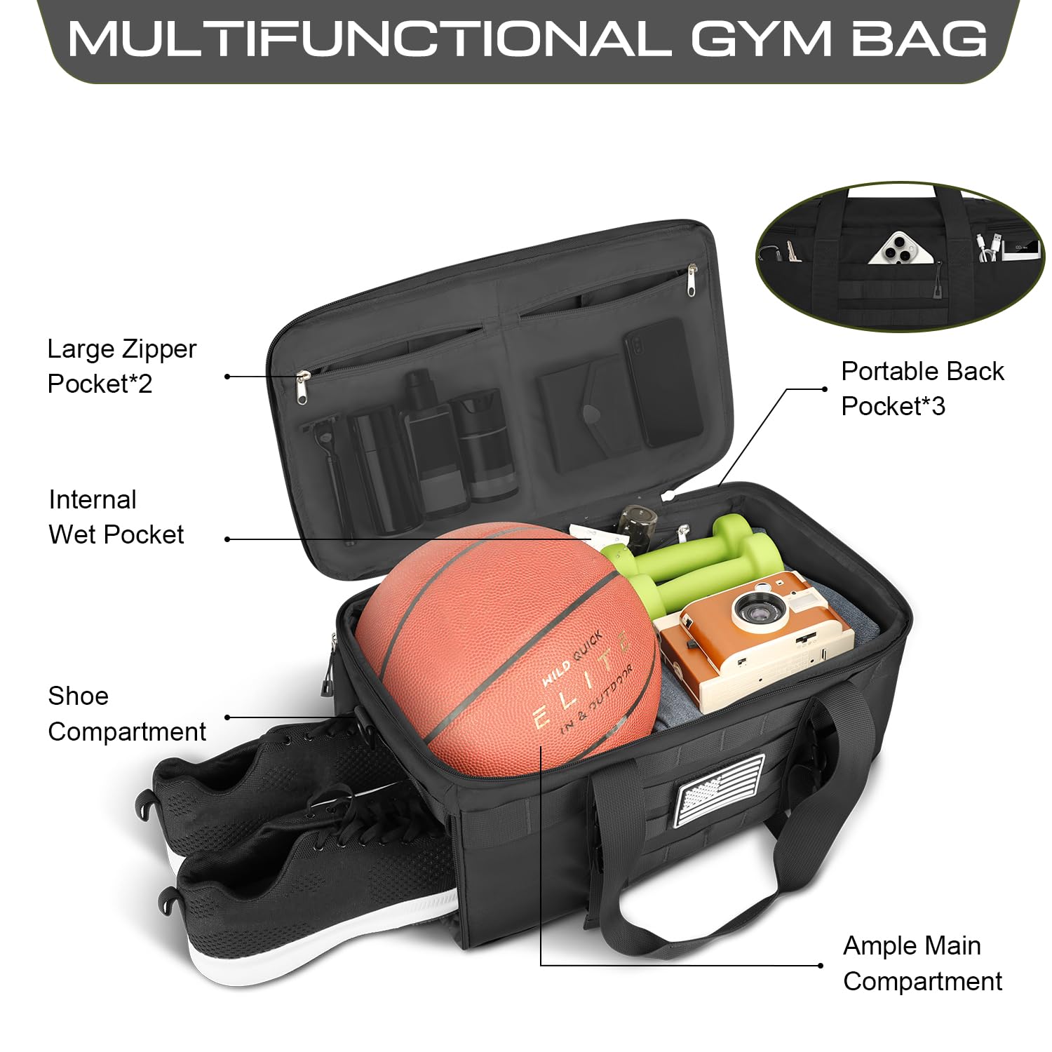 Foto 3 pulgar | Bolsa De Gimnasio Etronik, Mochila Táctica Con Compartimento Para Zapatos - Venta Internacional.
