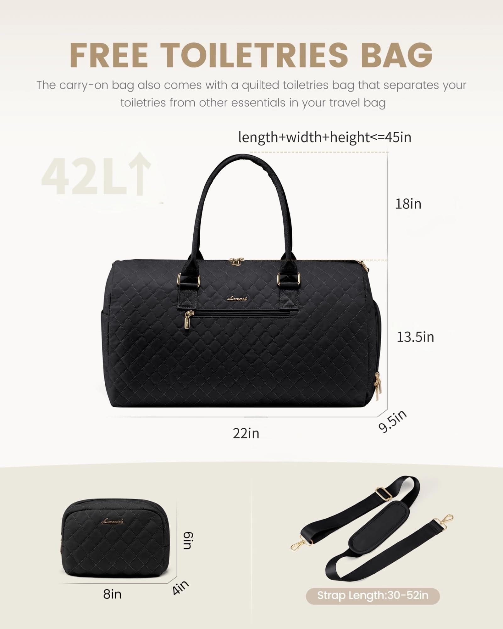 Foto 3 pulgar | Bolsa De Viaje Lovevook Para Mujer Con Neceser De 22 Pulgadas - Venta Internacional.