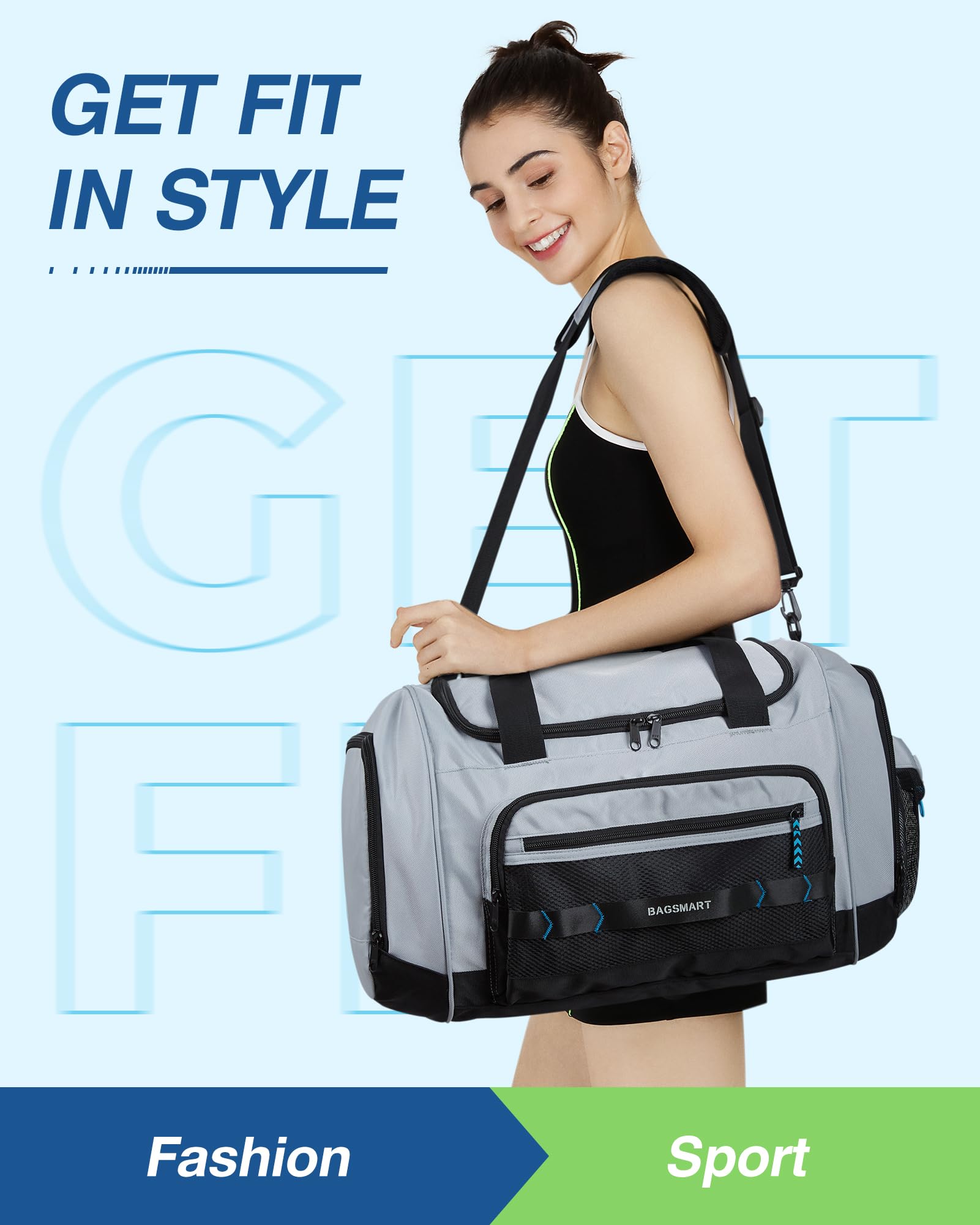 Foto 4 pulgar | Bolsa De Gimnasio Bagsmart Sports Travel Duffel De 37 L Con Compartimento Para Zapatos - Venta Internacional.