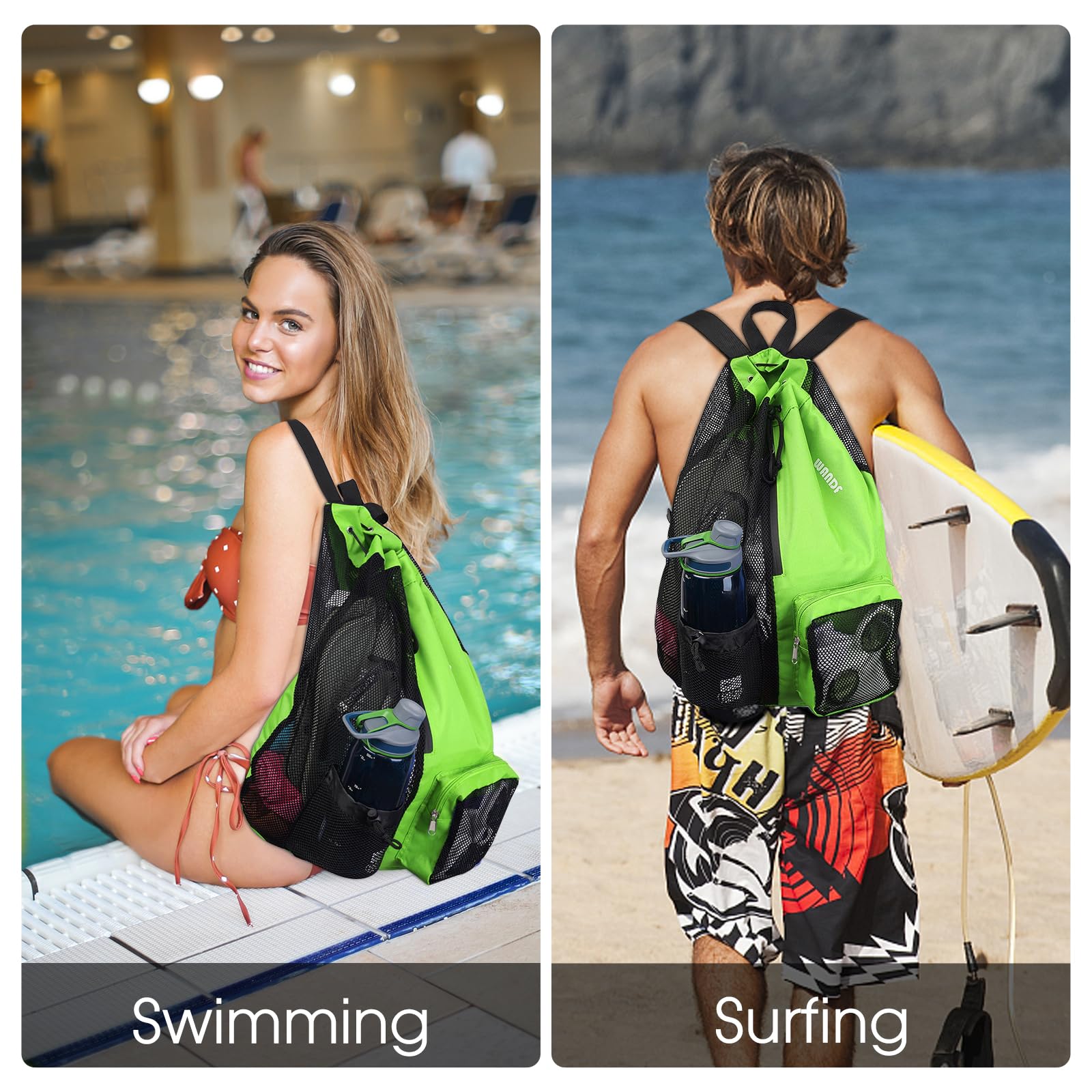 Foto 3 pulgar | Bolsa De Natación Wandf, Mochila De Malla Con Cordón, Impermeable, Verde - Venta Internacional.