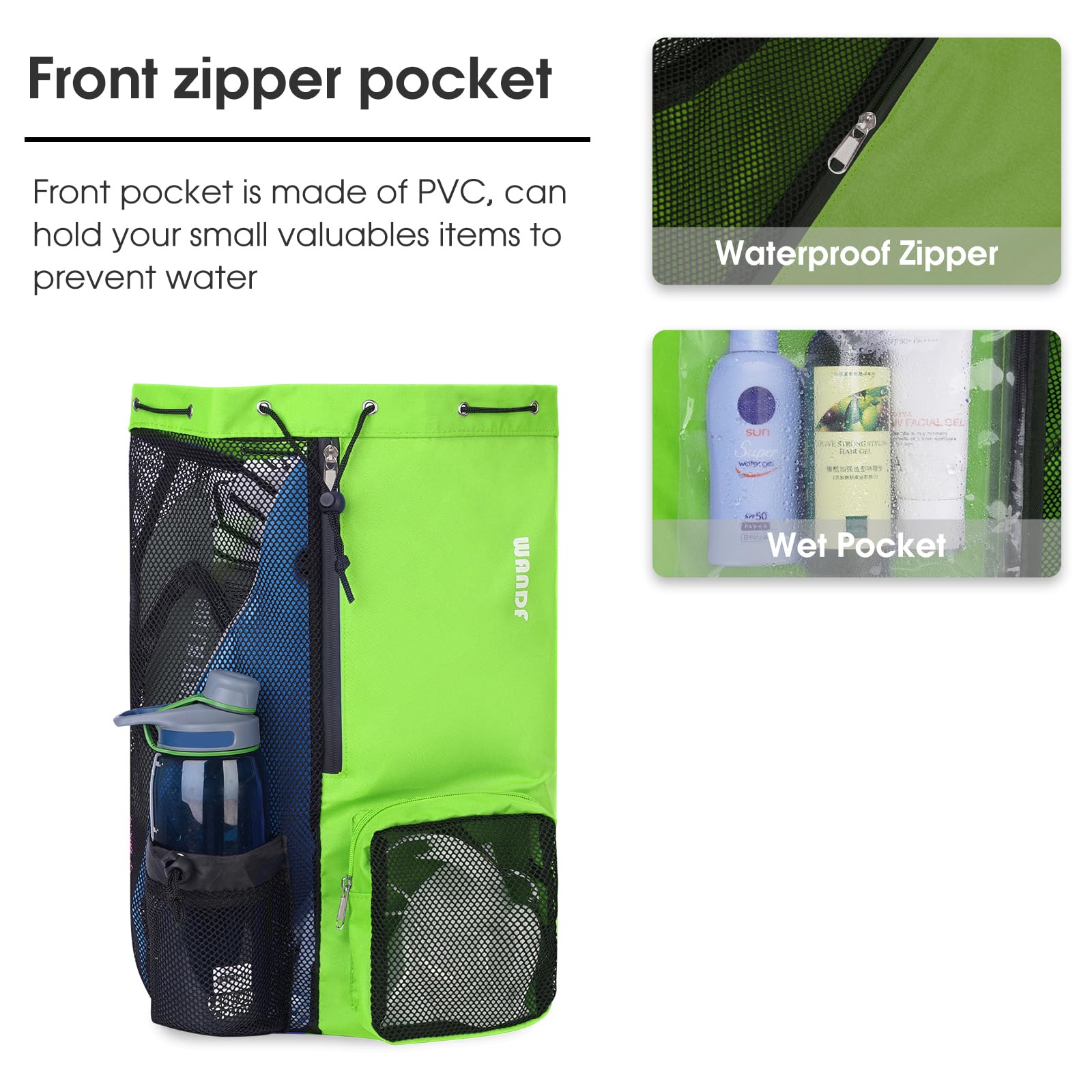 Foto 4 pulgar | Bolsa De Natación Wandf, Mochila De Malla Con Cordón, Impermeable, Verde - Venta Internacional.
