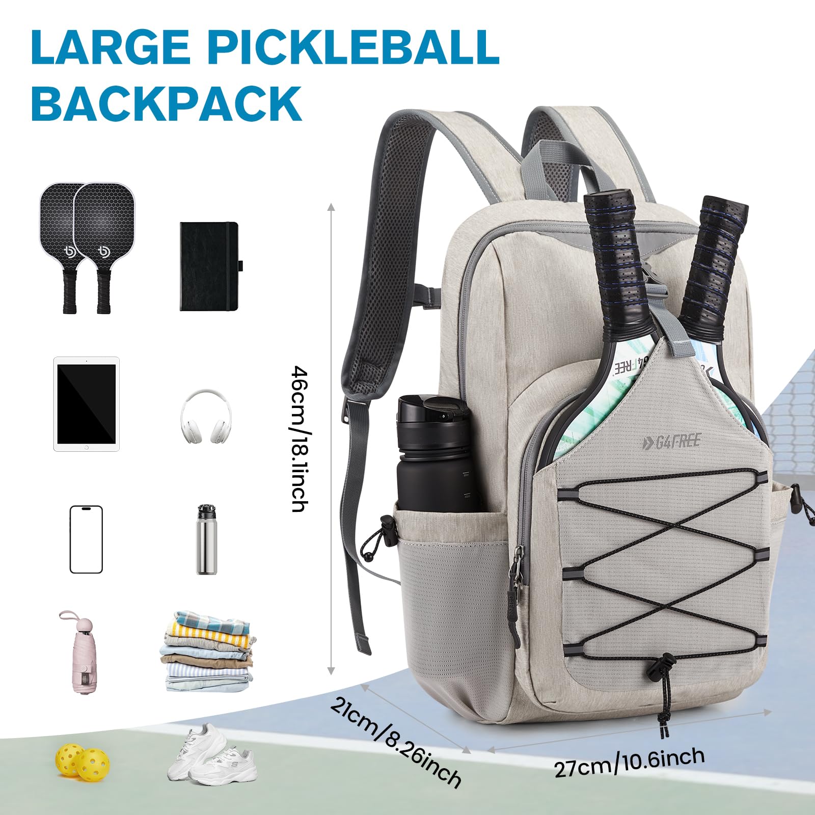 Foto 6 pulgar | Bolsa De Pickleball G4free Ligera Para Mujeres Y Hombres, Color Marfil - Venta Internacional.