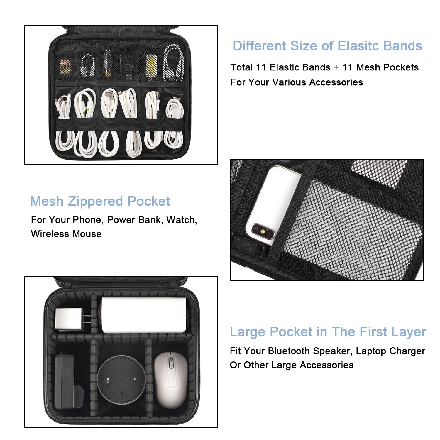 Foto 4 pulgar | Bolsa Organizadora De Cables Matein, Impermeable, Electrónica, De Viaje, Negra - Venta Internacional.