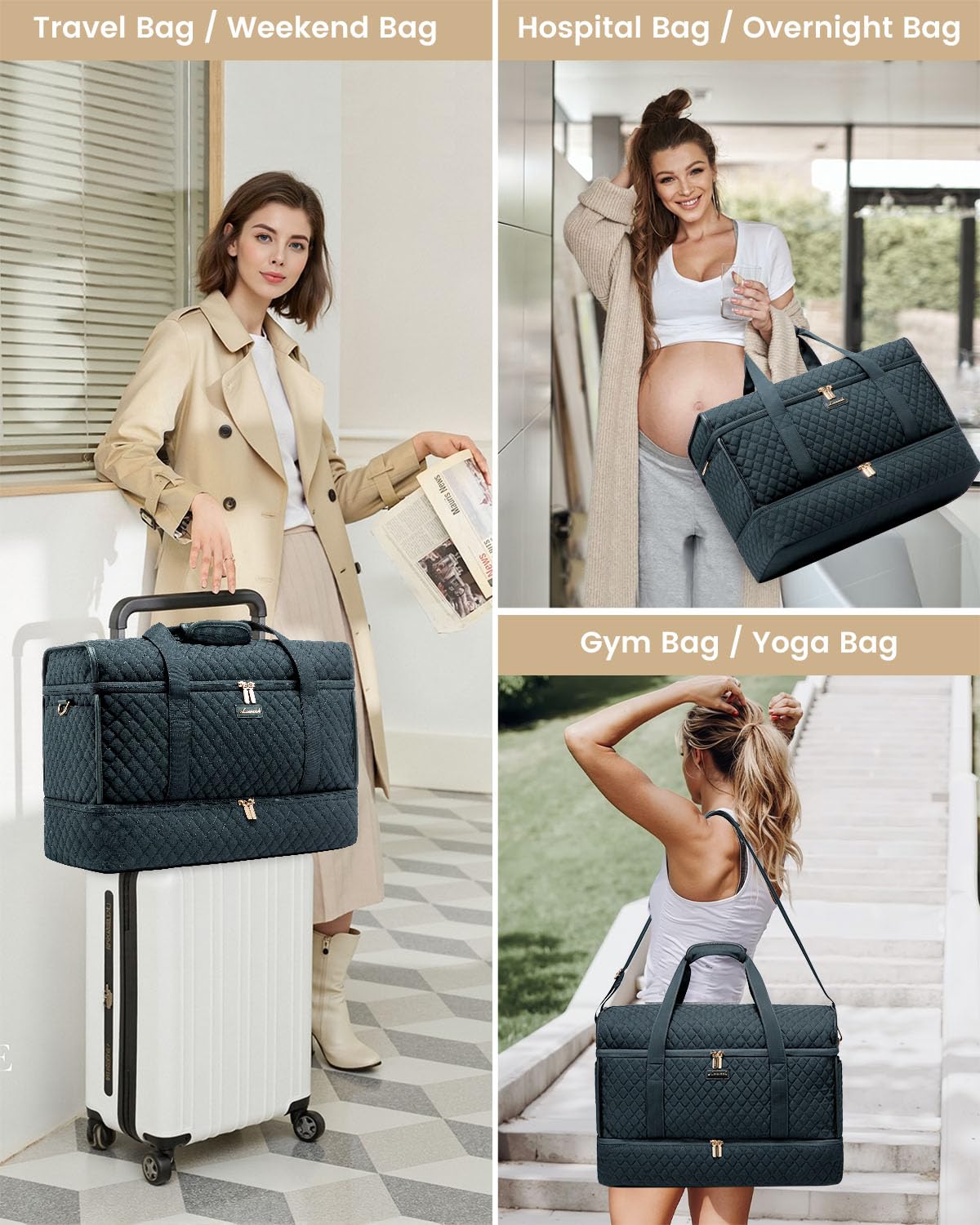 Foto 6 | Bolsa De Viaje Lovevook Grande Para Fines De Semana Con Compartimento Para Zapatos - Venta Internacional.