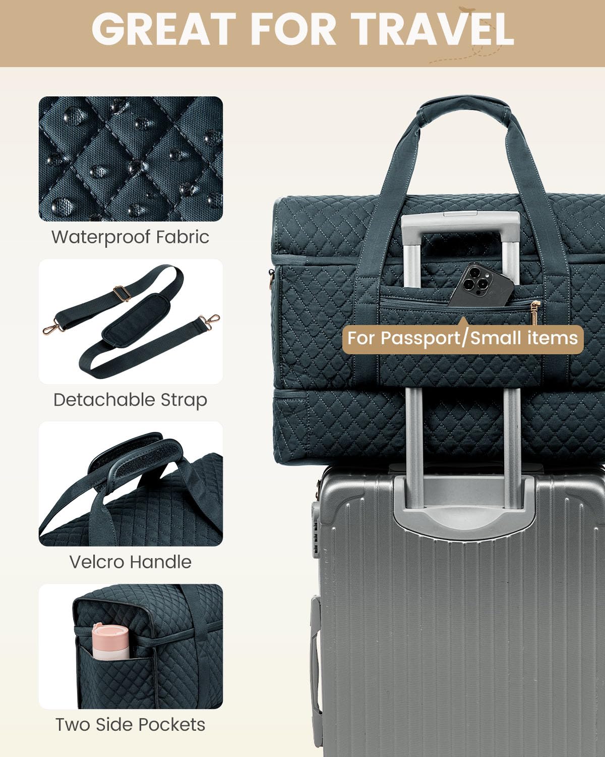 Foto 7 | Bolsa De Viaje Lovevook Grande Para Fines De Semana Con Compartimento Para Zapatos - Venta Internacional.
