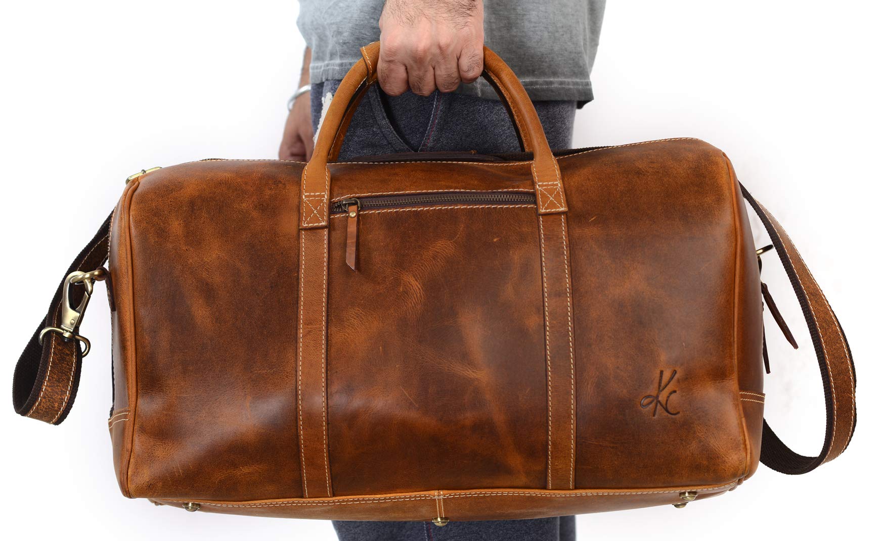 Foto 5 | Bolsa De Viaje Komalc De Piel De Grano Completo Para Viajes Durante La Noche, 20 Cm - Venta Internacional.