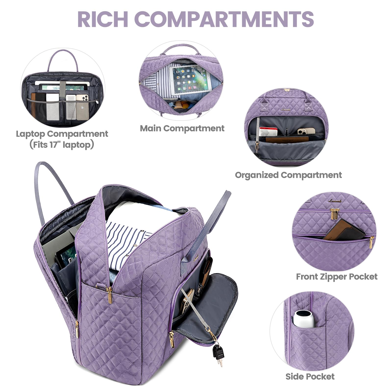 Foto 3 pulgar | Bolsa De Viaje Lovevook Weekender Para Mujer Con Portátil Comp - Venta Internacional.