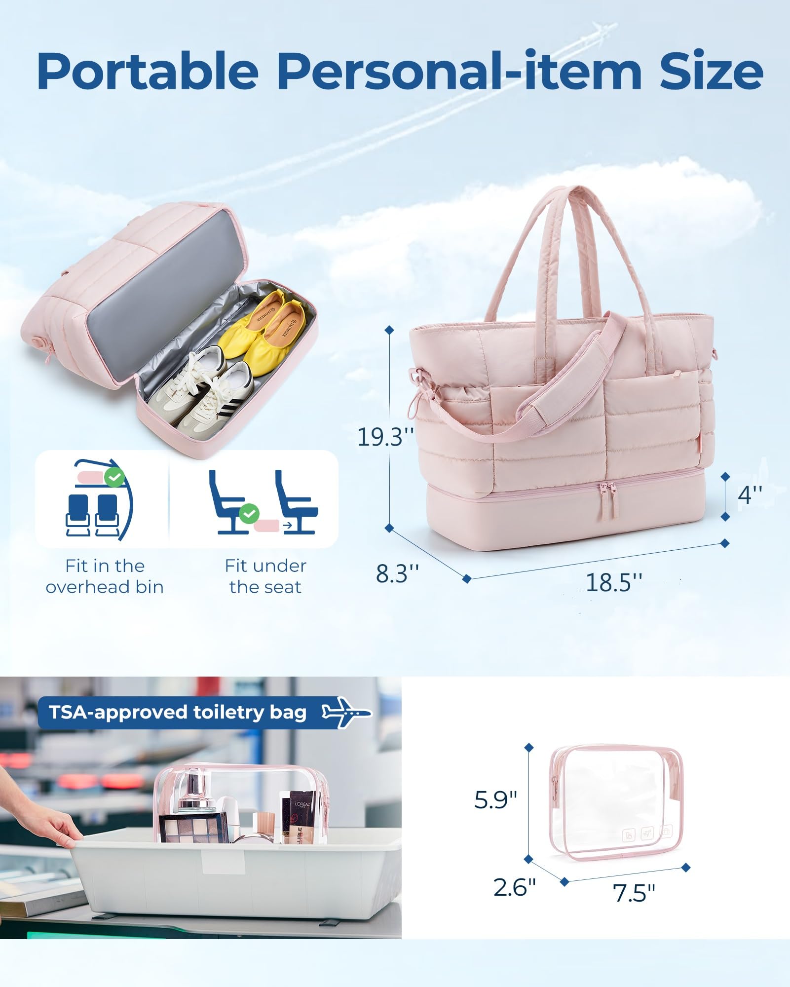 Foto 3 pulgar | Bolsa De Viaje Bagsmart, Acolchada Grande, Con Compartimento Para Zapatos - Venta Internacional.