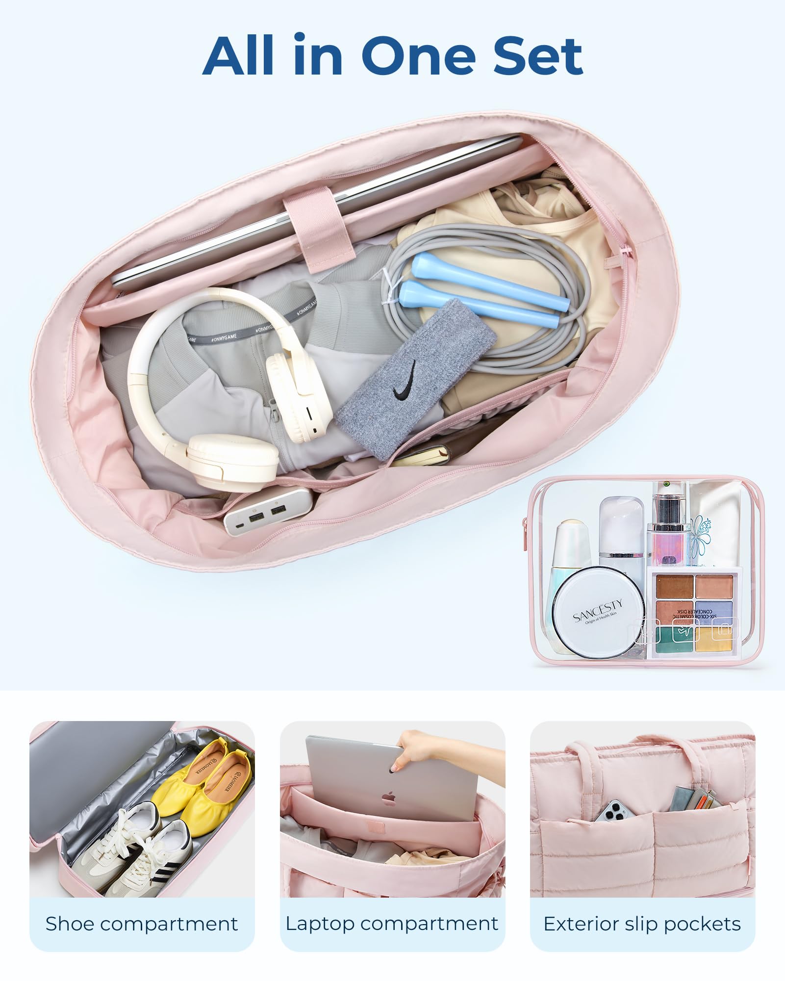 Foto 5 pulgar | Bolsa De Viaje Bagsmart, Acolchada Grande, Con Compartimento Para Zapatos - Venta Internacional.