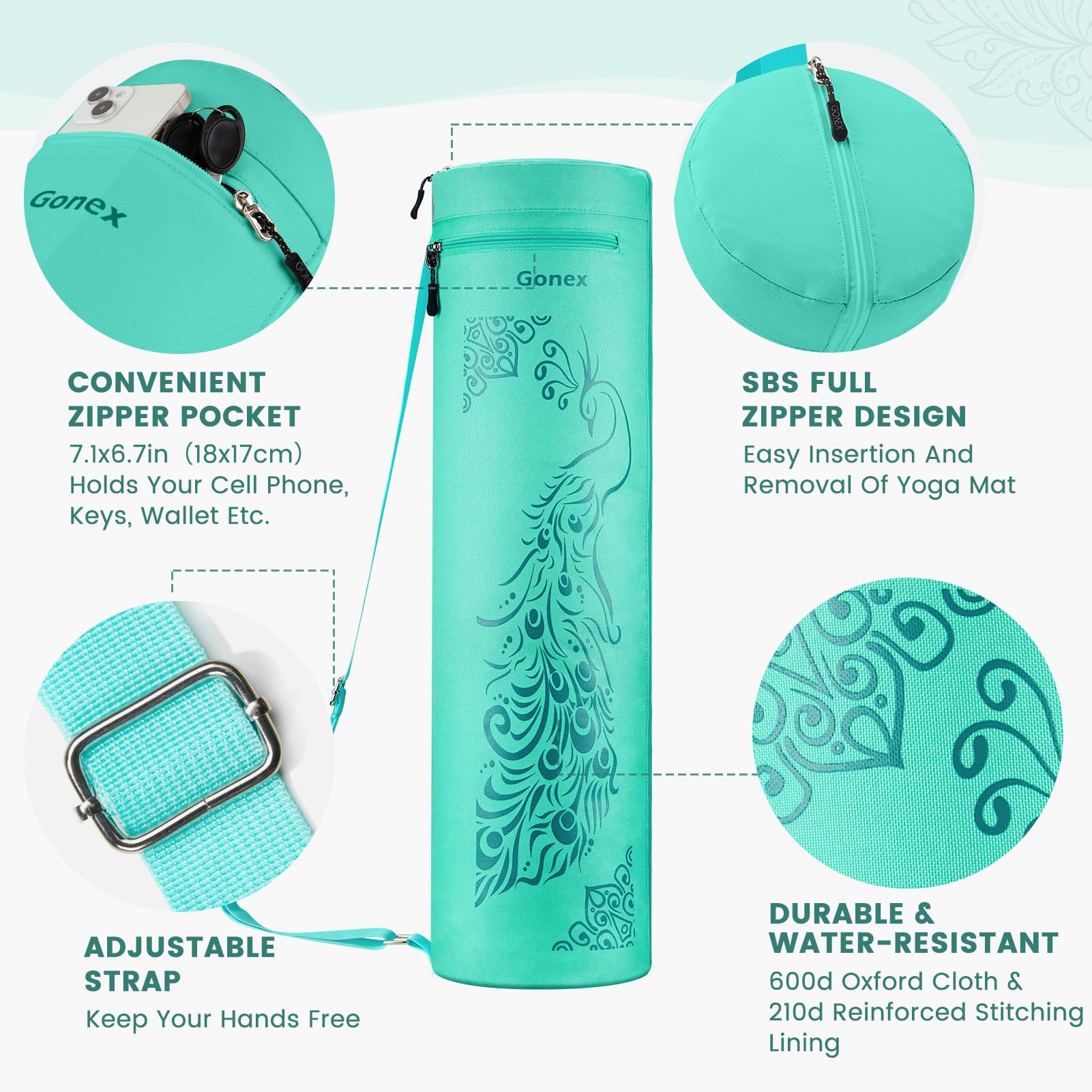 Foto 4 pulgar | Bolsa Para Esterilla De Yoga Gonex Con Cierre Completo Y Bolsillo Húmedo Para Mujeres Y Hombres - Venta Internacional.