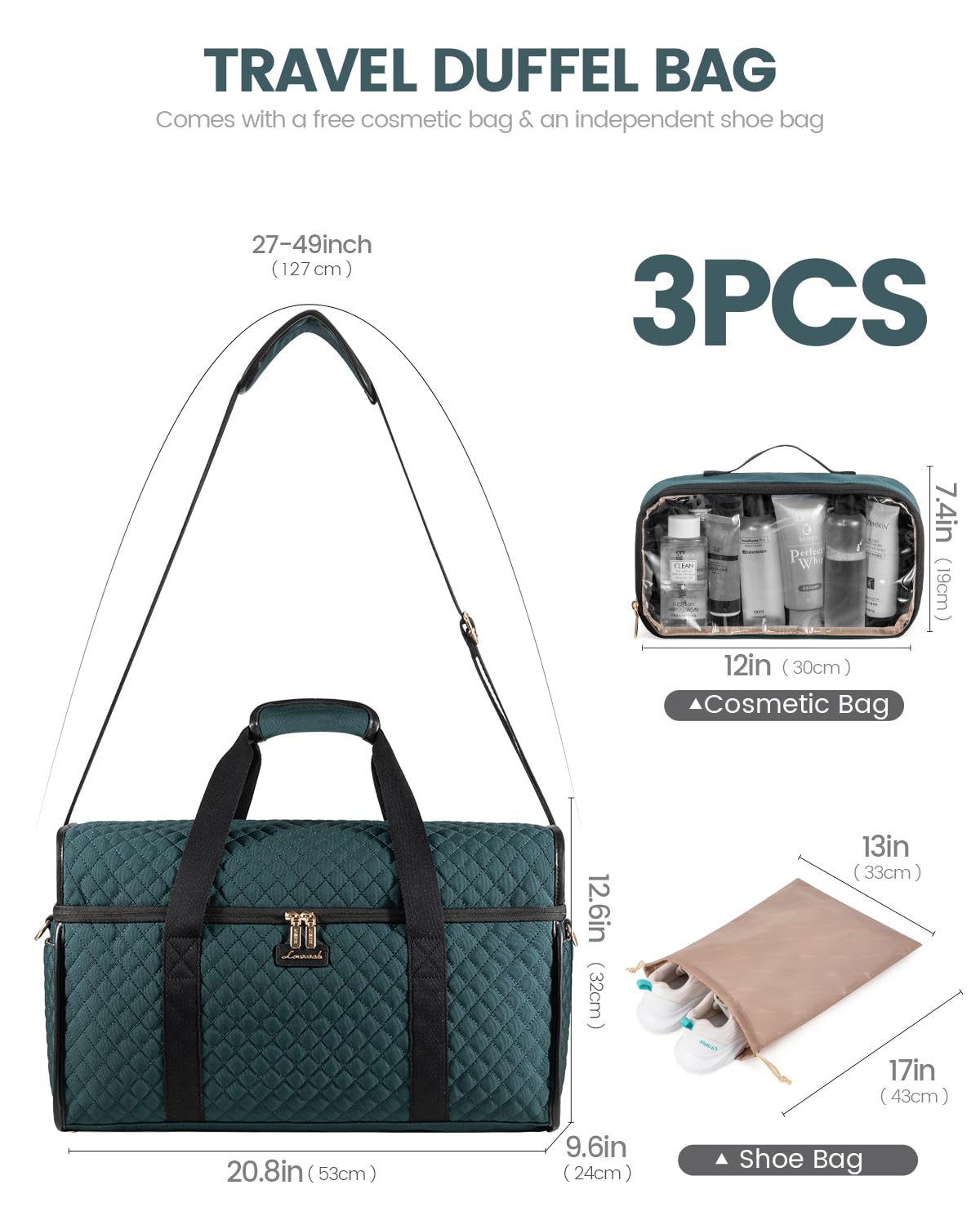 Foto 3 pulgar | Set De 3 Bolsas De Viaje Lovevook Travel Weekender Para Mujer - Venta Internacional.