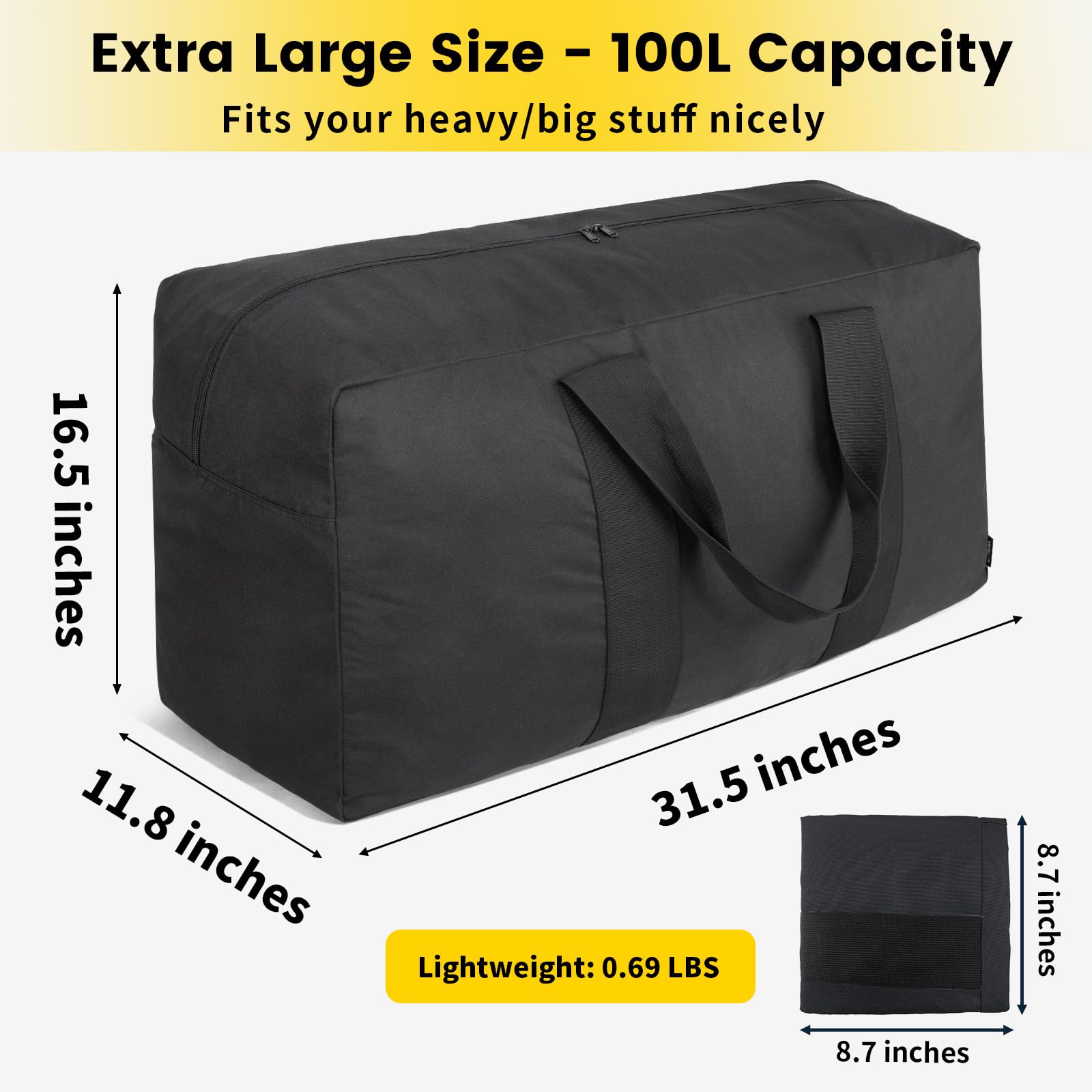 Foto 2 | Bolsa De Viaje Vorspack Extra Grande De 100 Litros, Color Negro - Venta Internacional.