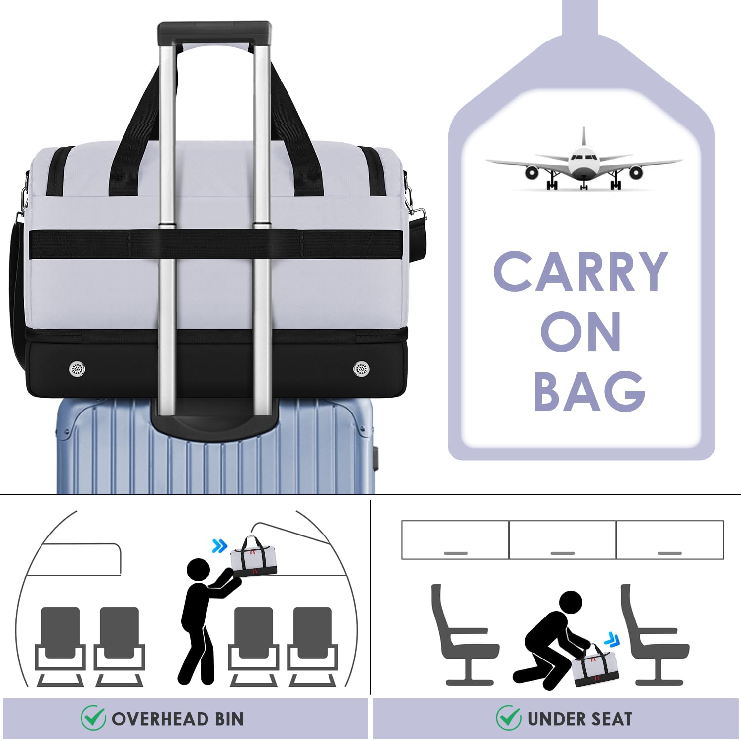 Foto 4 pulgar | Bolsa De Viaje Etronik Duffle & Gym Con Compartimento Para Zapatos, 42 L - Venta Internacional.
