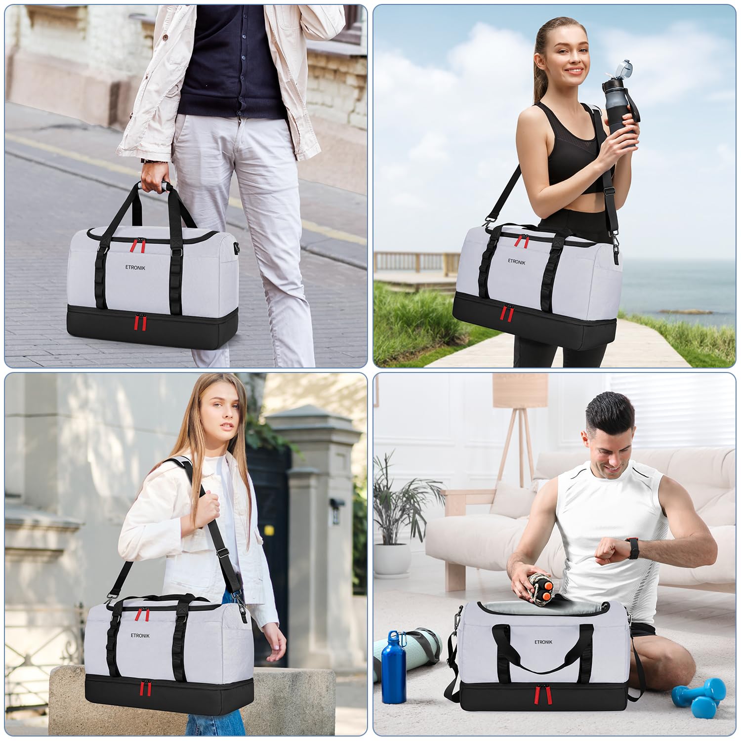 Foto 7 pulgar | Bolsa De Viaje Etronik Duffle & Gym Con Compartimento Para Zapatos, 42 L - Venta Internacional.
