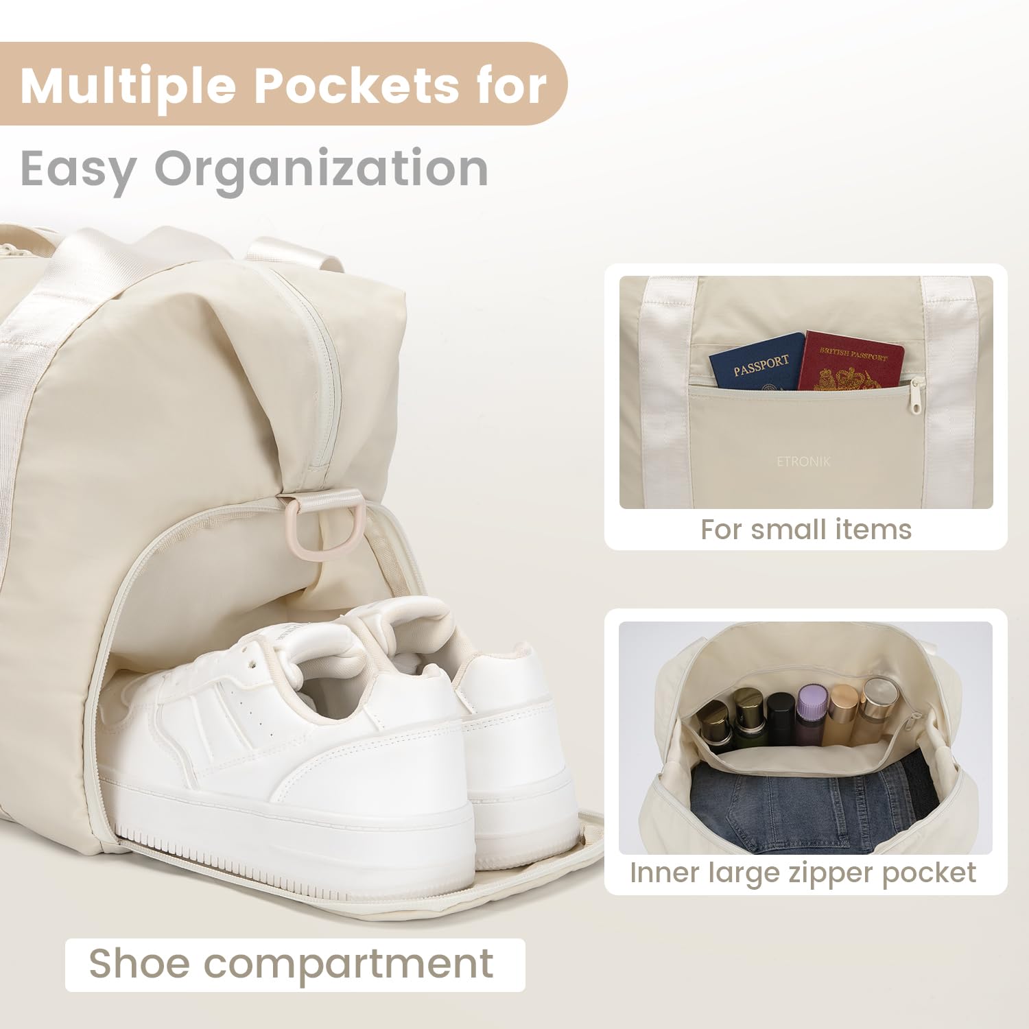 Foto 3 pulgar | Bolsa De Viaje Plegable Etronik Para Mujeres Y Hombres Con Compartimento Para Zapatos - Venta Internacional.