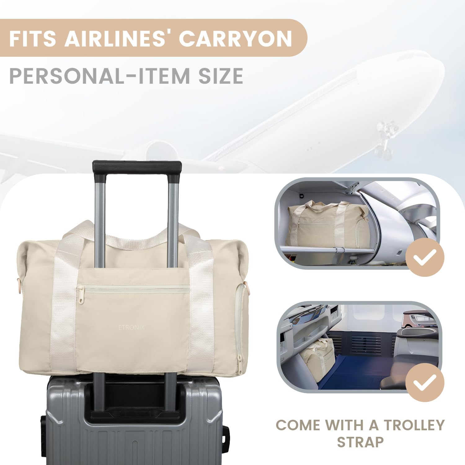 Foto 4 pulgar | Bolsa De Viaje Plegable Etronik Para Mujeres Y Hombres Con Compartimento Para Zapatos - Venta Internacional.