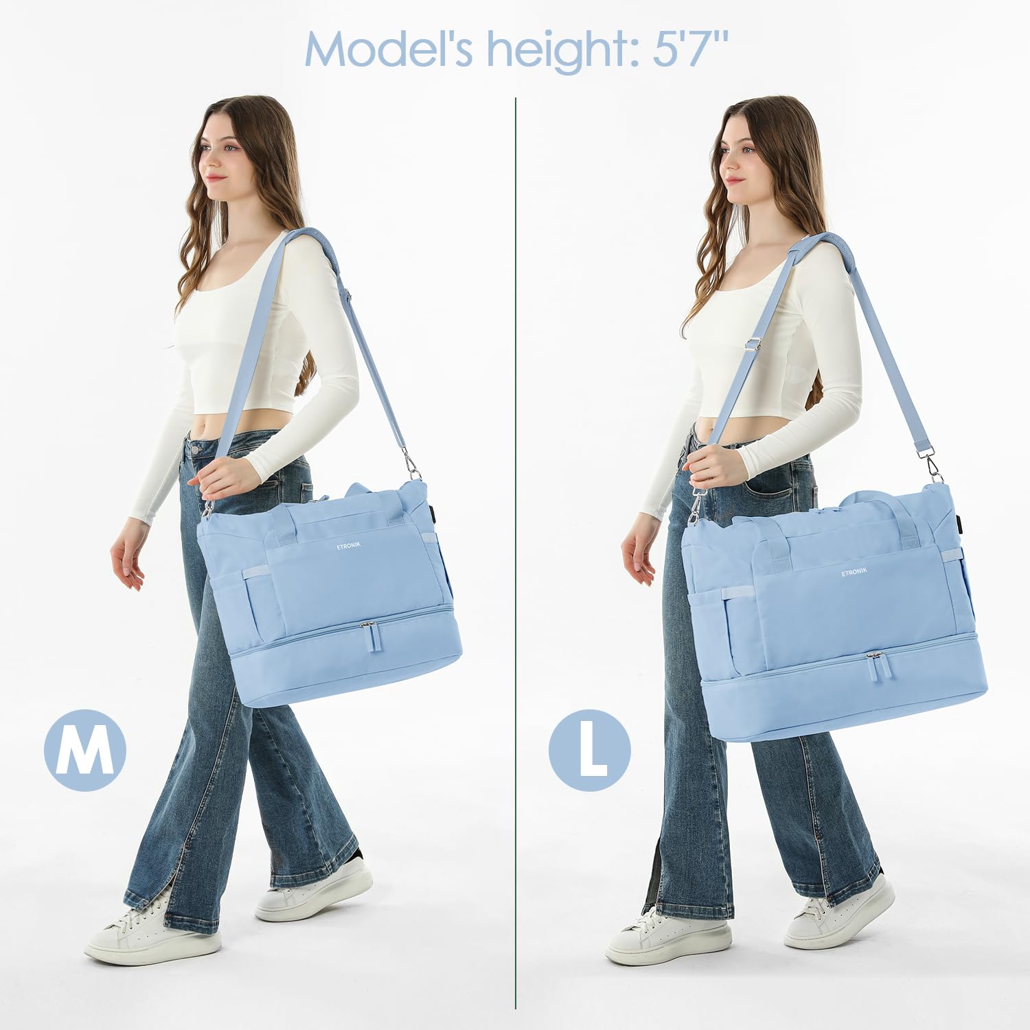Foto 8 pulgar | Bolsa Deportiva Etronik Para Mujer De 47 Litros Con Compartimento Para Zapatos, Color Azul - Venta Internacional.