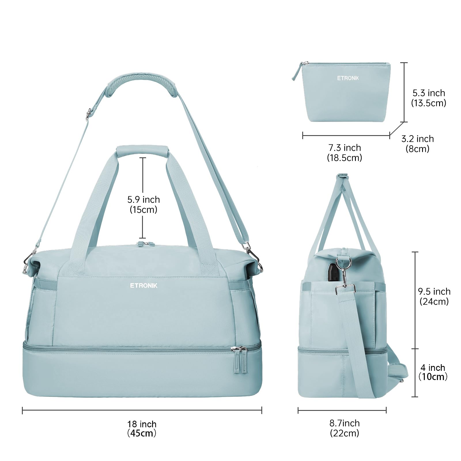 Foto 5 pulgar | Bolsa De Gimnasio Etronik Para Mujer, Bolsa De Viaje Con Compartimento Para Zapatos - Venta Internacional.