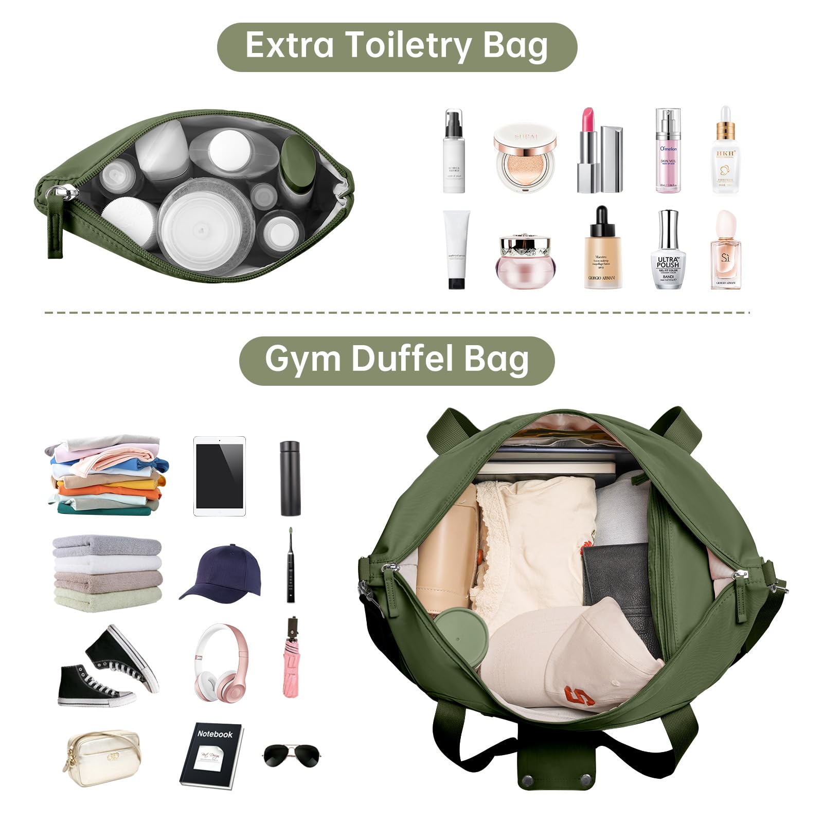 Foto 3 pulgar | Bolsa De Gimnasio Etronik Para Mujer, Bolsa De Viaje Con Puerto Usb, Color Verde Militar - Venta Internacional.