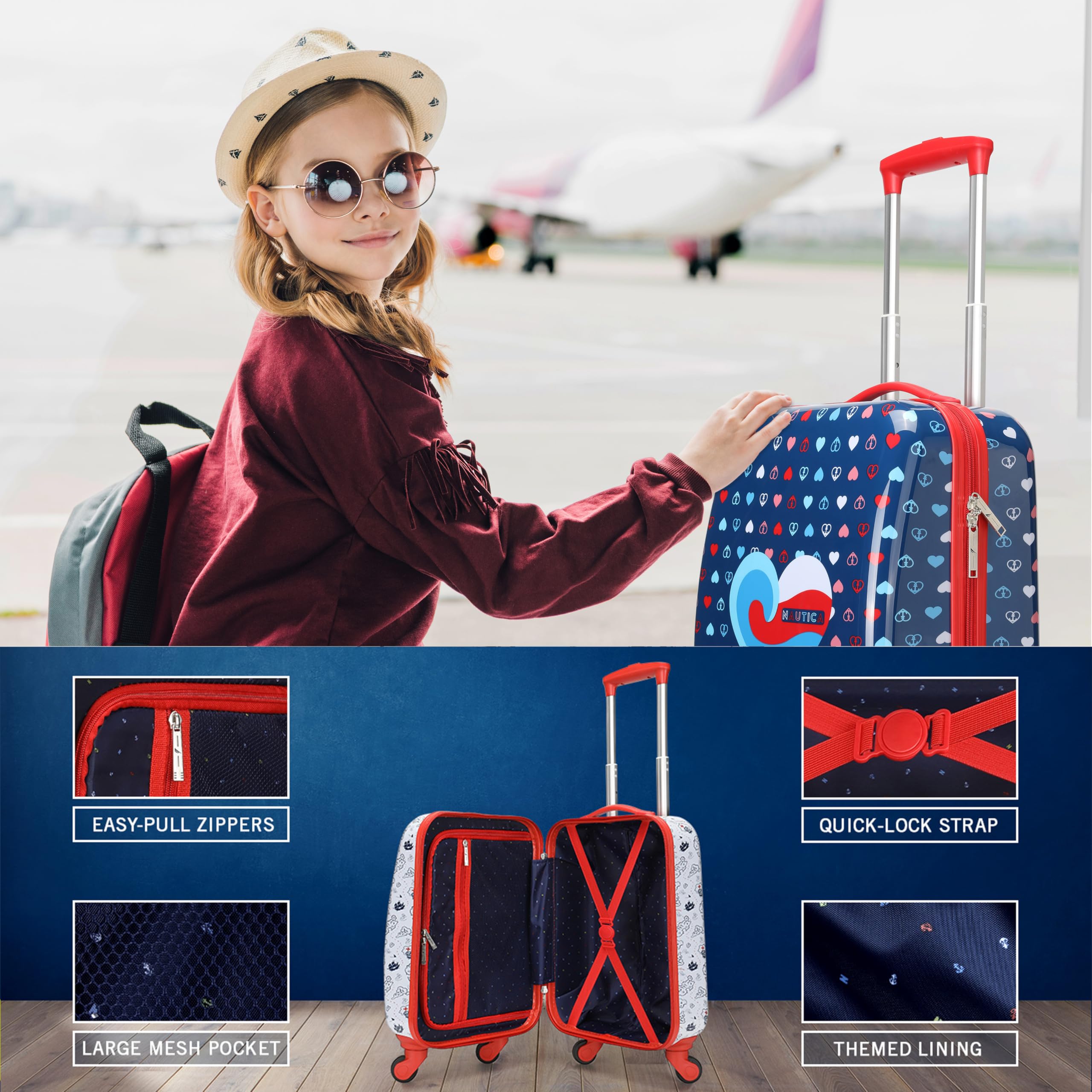 Foto 6 pulgar | Equipaje Nautica Kids 18, Aprobado Por La Aerolínea, Con Superficie Rígida Enrollable - Venta Internacional.