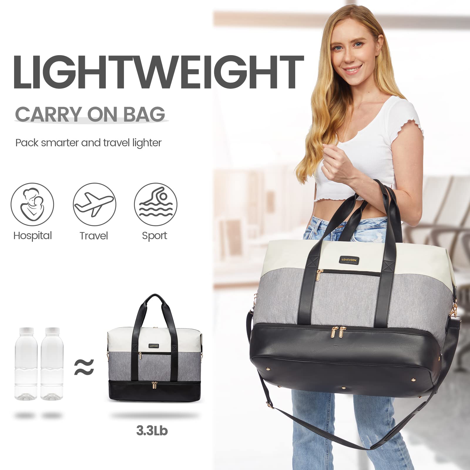 Foto 5 pulgar | Bolsa De Viaje Lovevook Weekender Con 2 Cubos De Embalaje De 46 L - Venta Internacional.