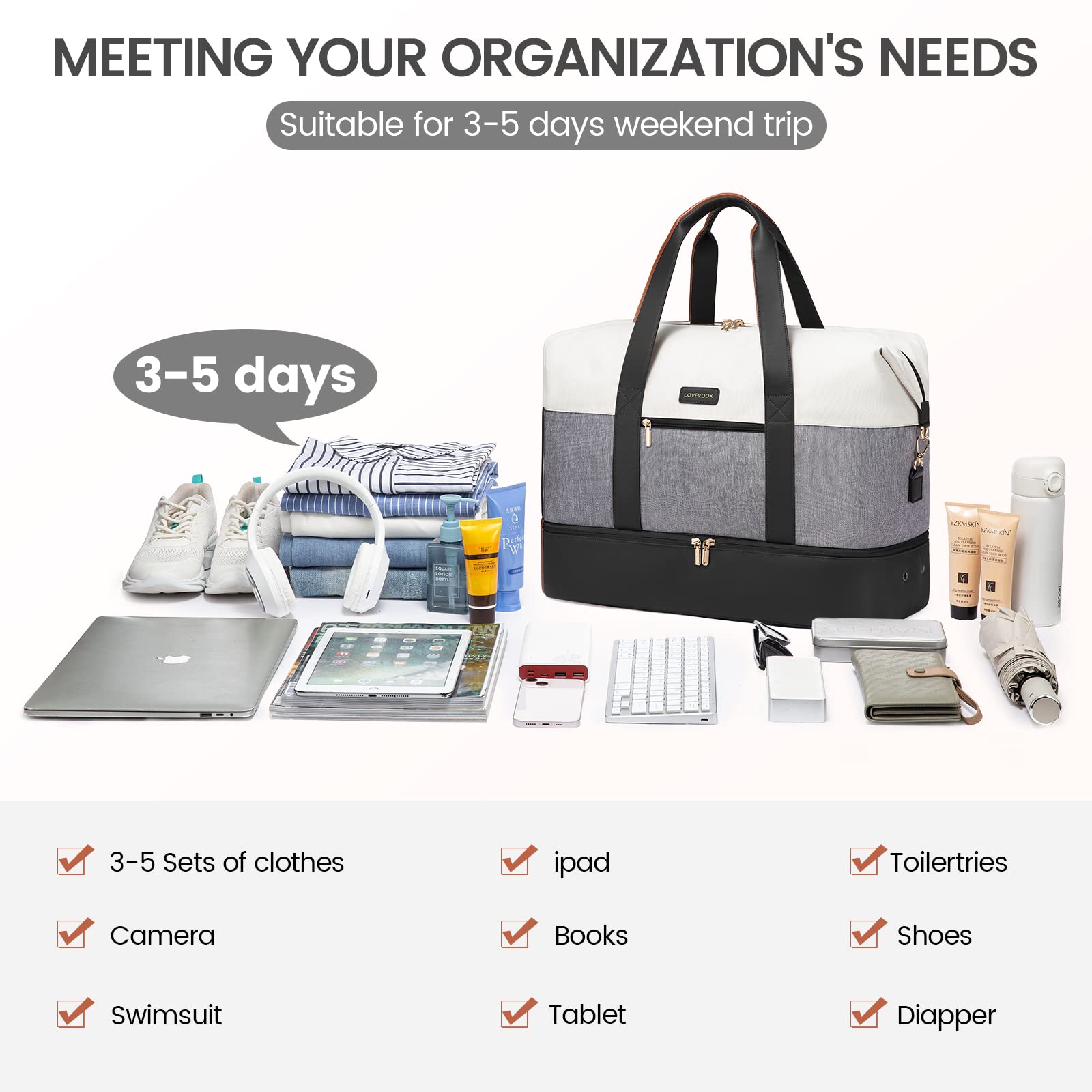 Foto 6 | Bolsa De Viaje Lovevook Weekender Con 2 Cubos De Embalaje De 46 L - Venta Internacional.