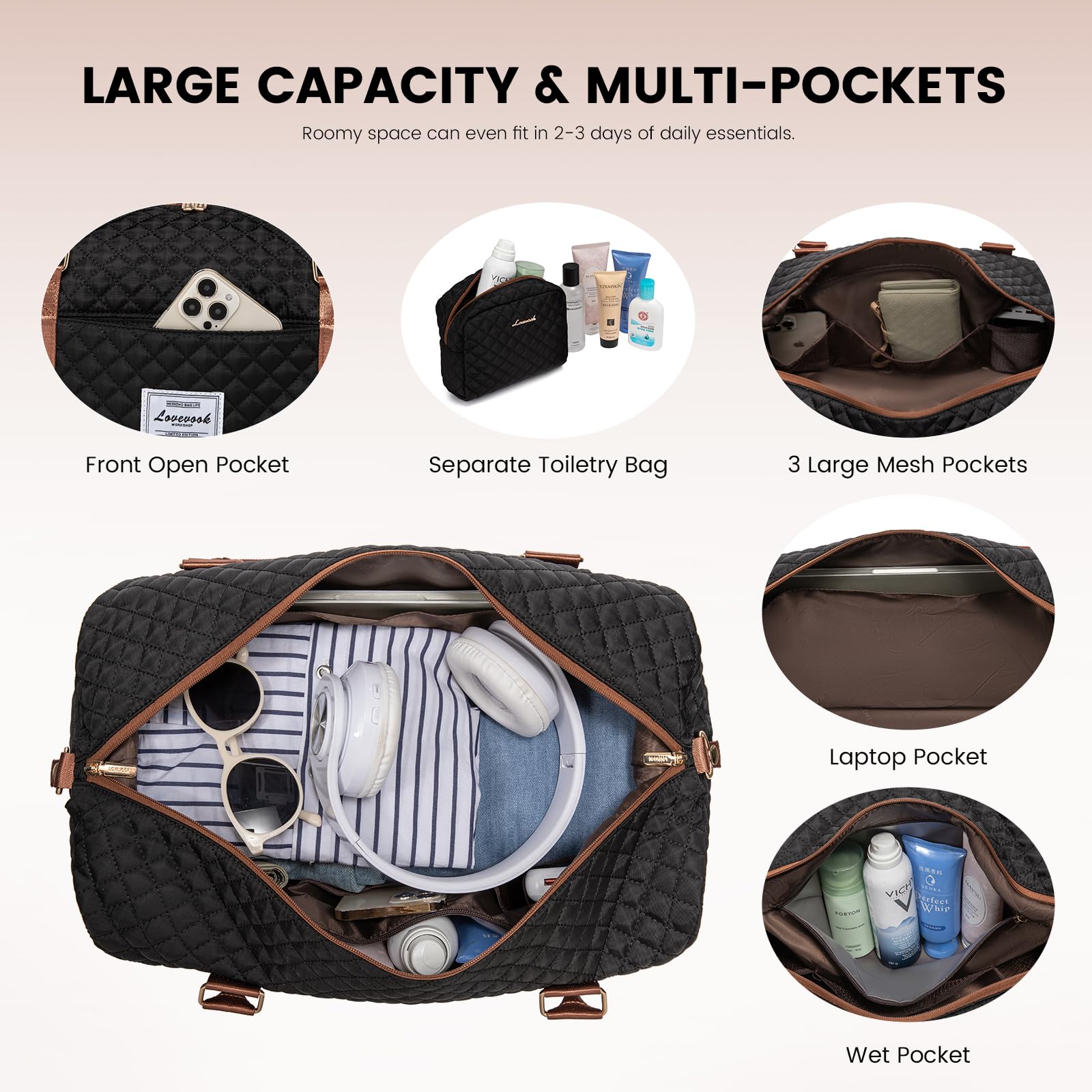 Foto 4 pulgar | Bolsa De Viaje Lovevook Para Mujer Con Compartimento Para Zapatos - Venta Internacional.