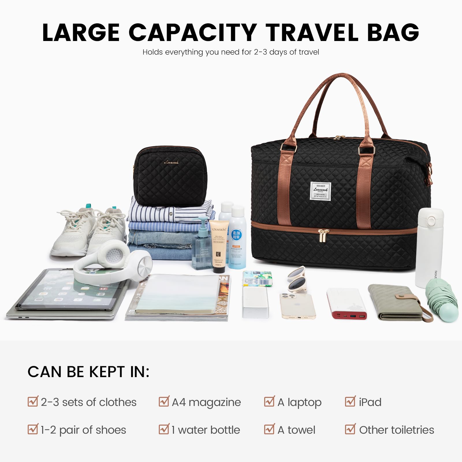 Foto 8 pulgar | Bolsa De Viaje Lovevook Para Mujer Con Compartimento Para Zapatos - Venta Internacional.