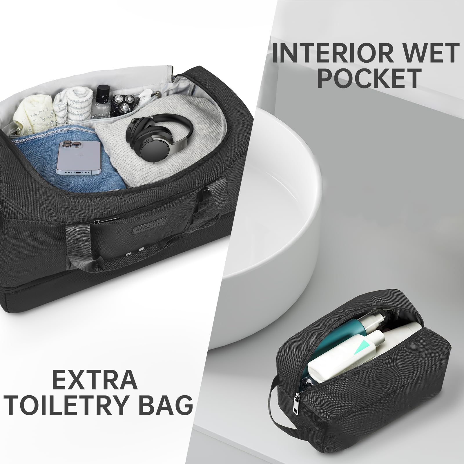 Foto 4 pulgar | Bolsa De Viaje Etronik Para Hombre Y Mujer Con Compartimento Para Zapatos, 42 L, Color Gris - Venta Internacional.
