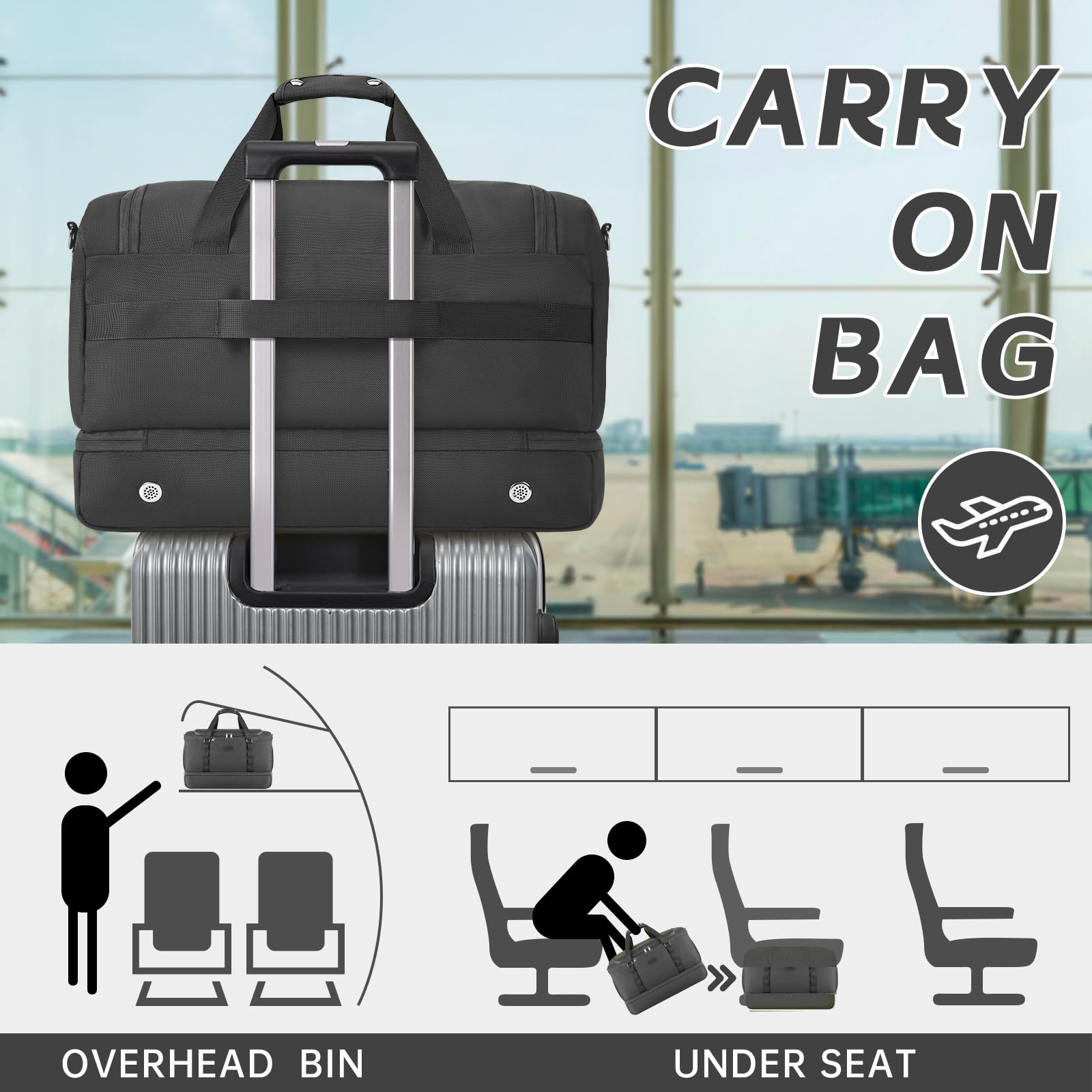 Foto 7 pulgar | Bolsa De Viaje Etronik Para Hombre Y Mujer Con Compartimento Para Zapatos, 42 L, Color Gris - Venta Internacional.