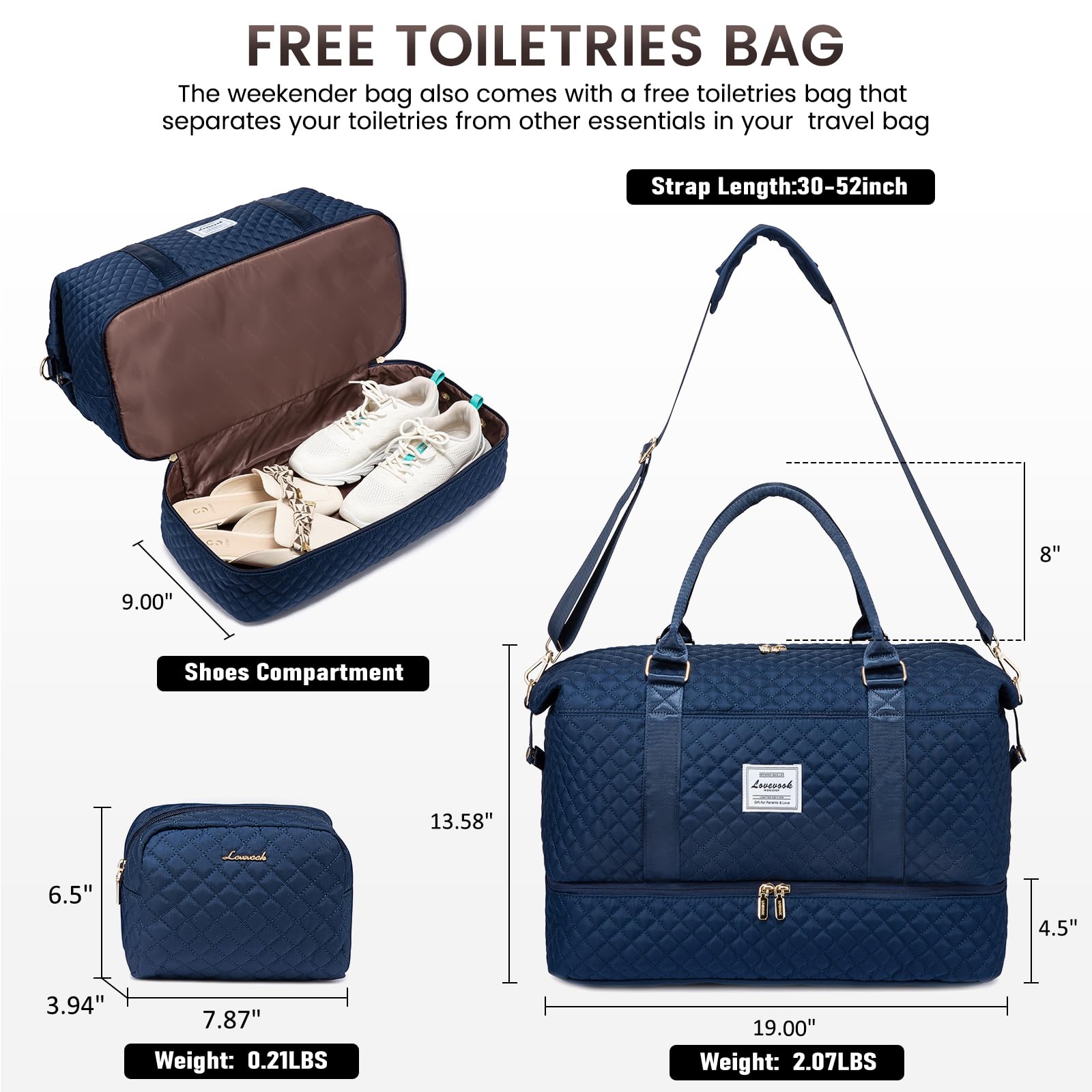 Foto 3 pulgar | Bolsa De Viaje Lovevook Para Mujer Con Compartimento Para Zapatos - Venta Internacional.