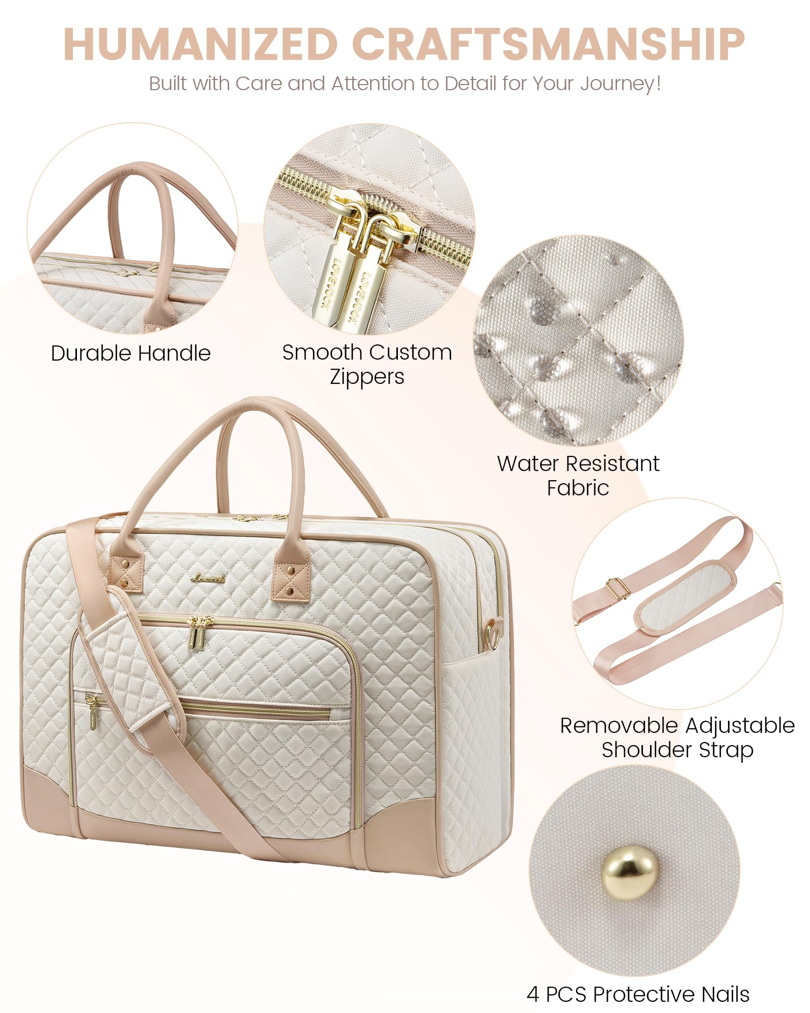 Foto 6 pulgar | Bolso De Fin De Semana Lovevook Para Mujer Con Compartimento Para Portátil, Juego De 4 Piezas - Venta Internacional.